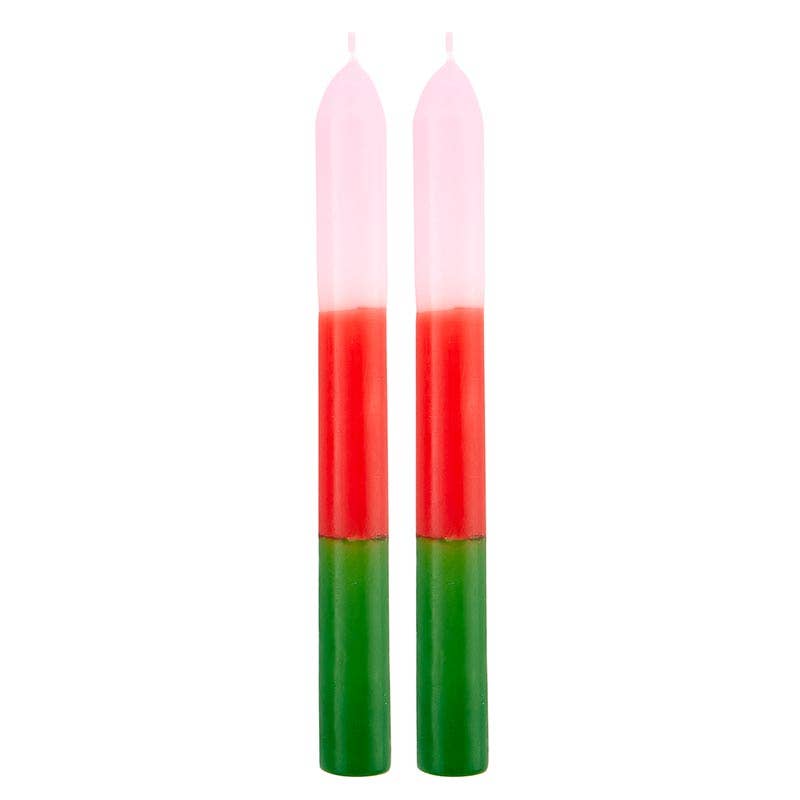 Thimblepress x Slant Pink Red Green Taper Candle Set