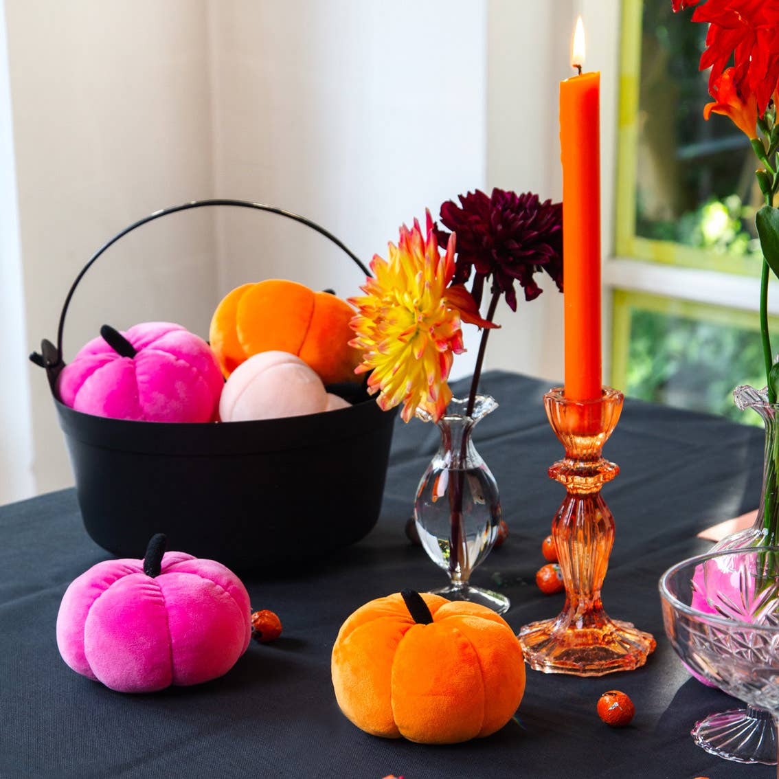 Colorful Fall Velvet Pumpkins