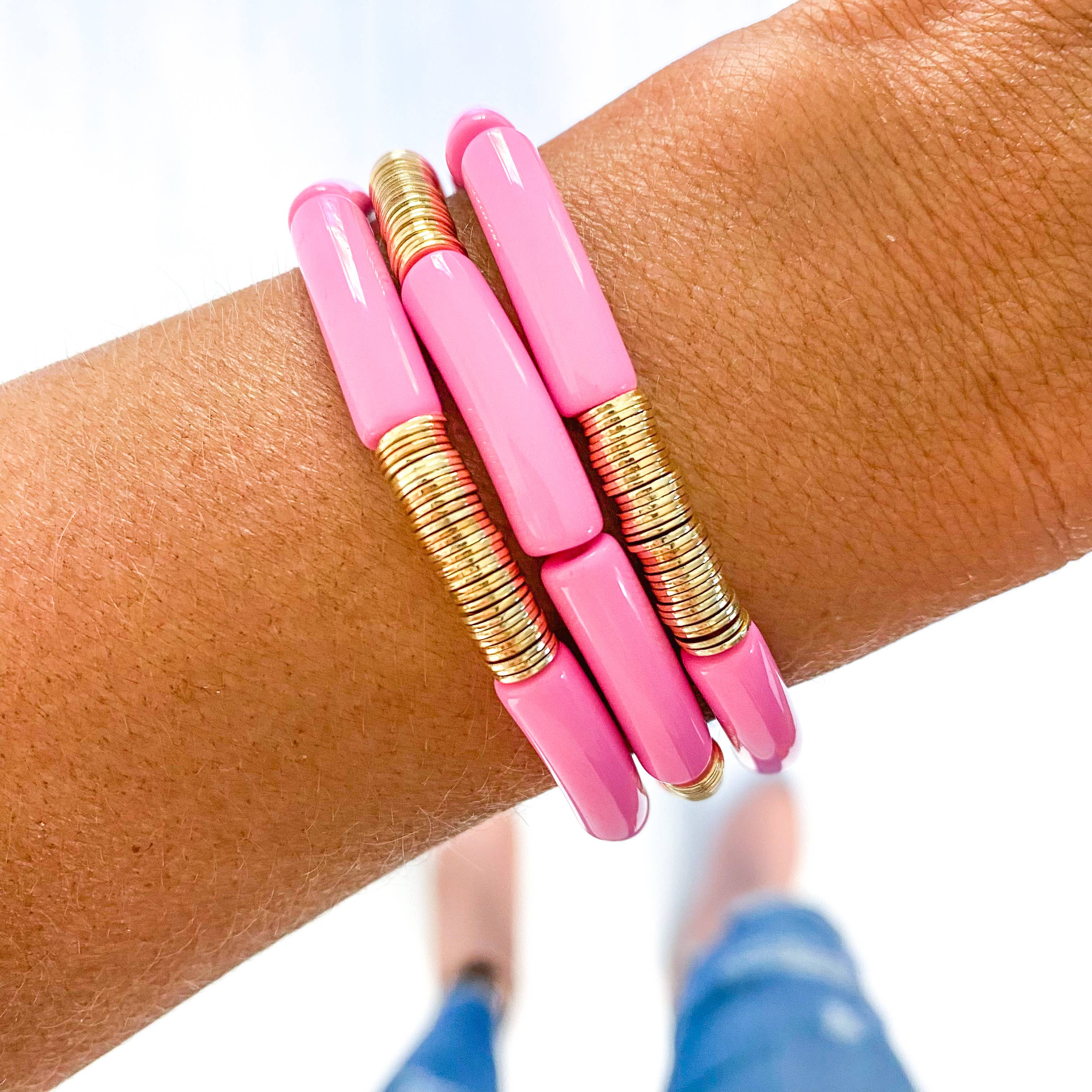 Light Pink Acrylic Tube Bracelet