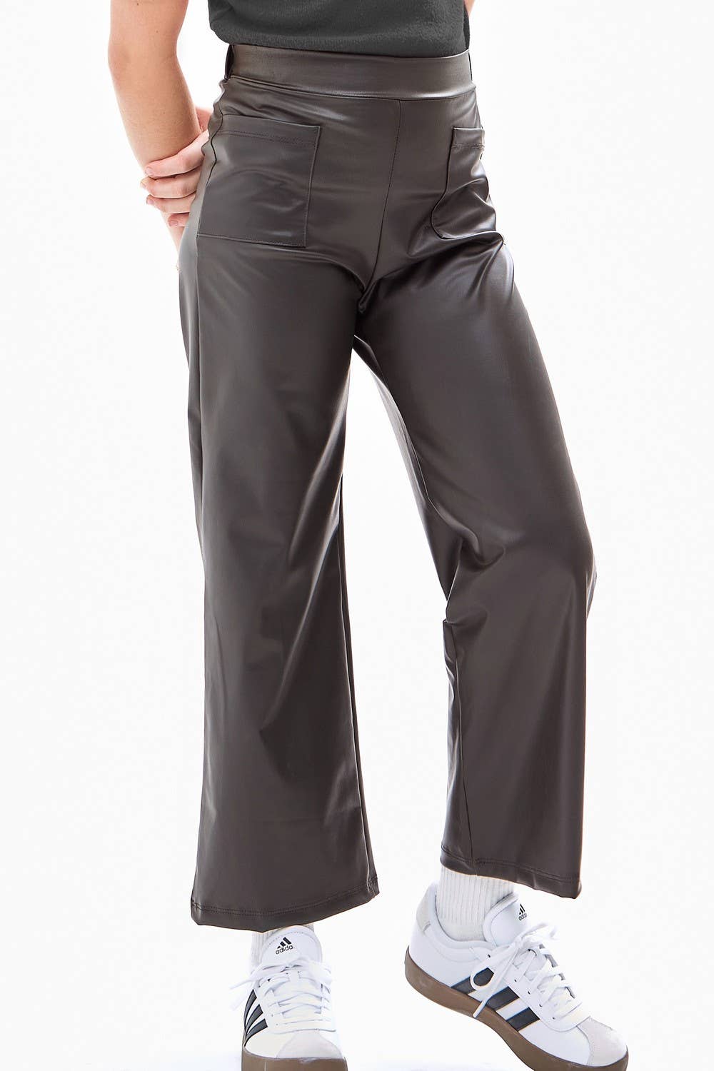 Faux Leather Wide Legs Pants