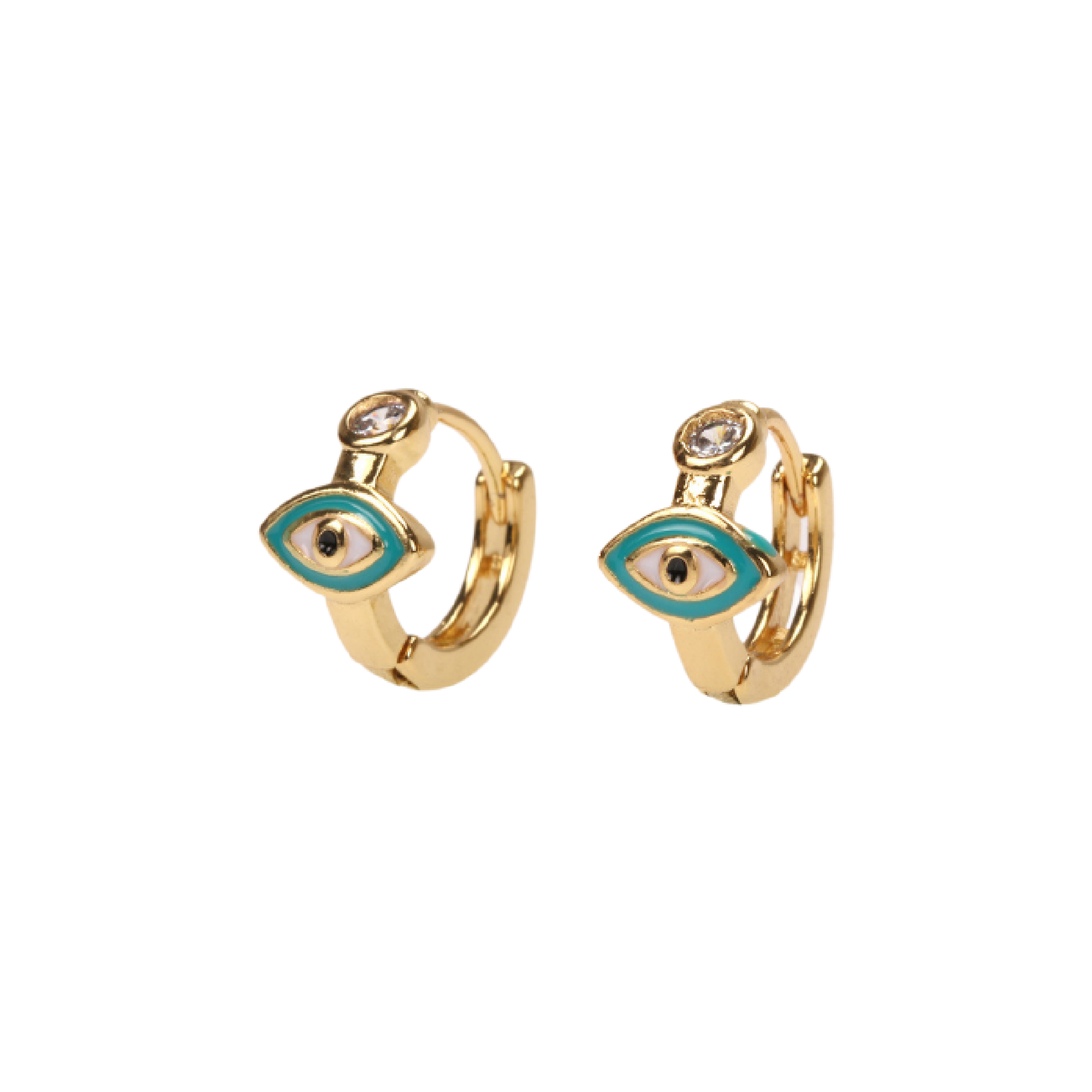 Turquoise Eye Huggie Hoops