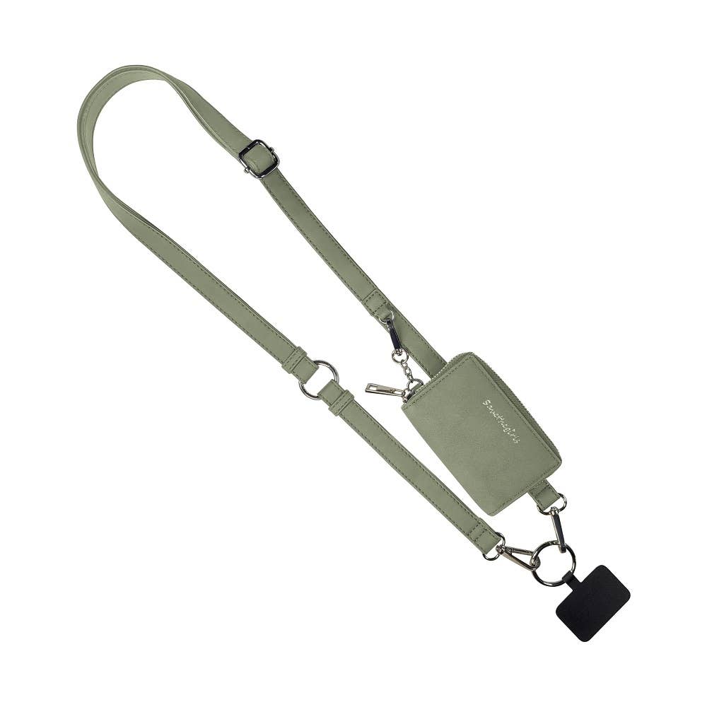 Clip & Go - Brushed Vegan Leather Phone Lanyard w/RFID Pouch