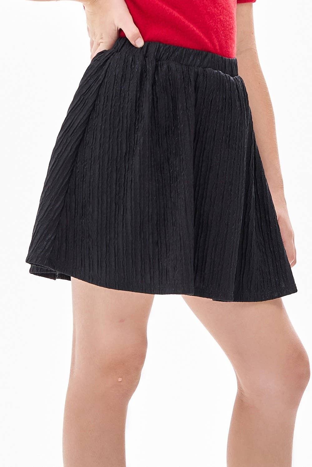 Glitter Jacquard Crinkled Skirt with Inner Shorts