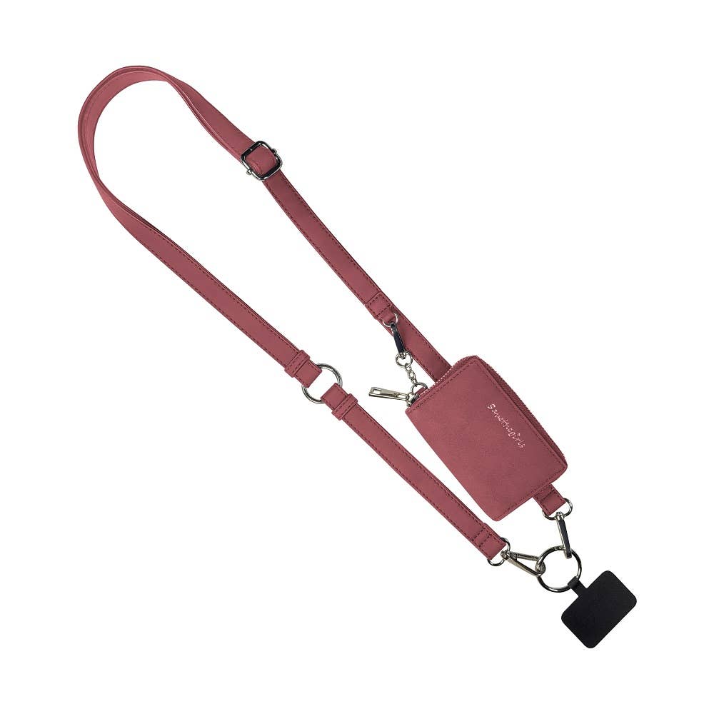 Clip & Go - Brushed Vegan Leather Phone Lanyard w/RFID Pouch