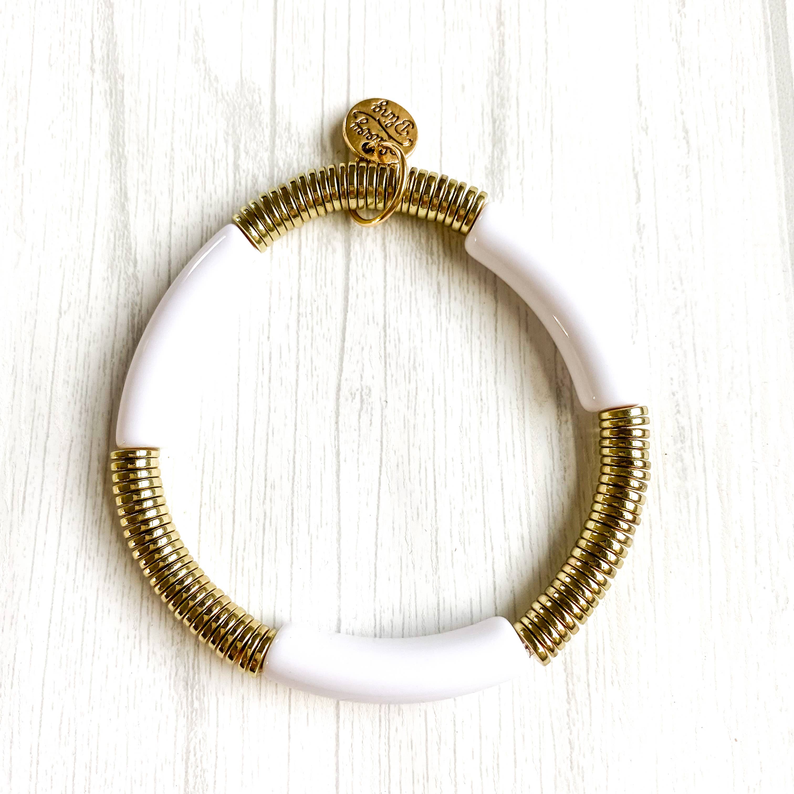 White Acrylic Tube Bracelet