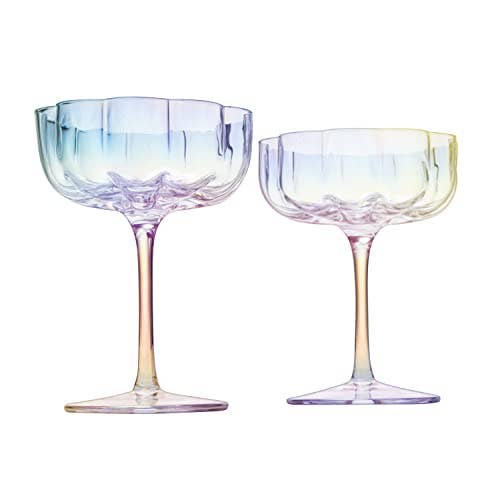 Iridescent Flower Glass Coupe