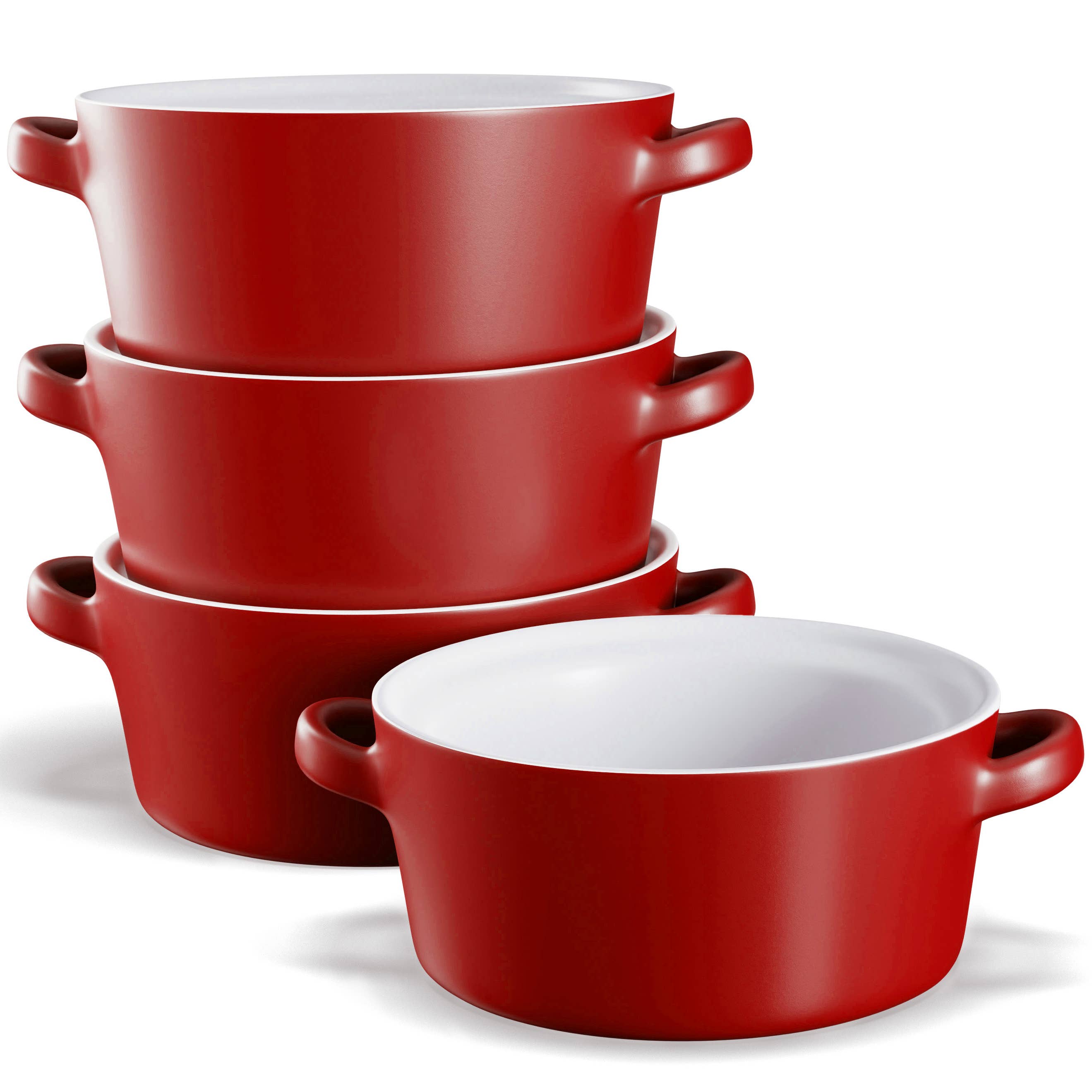 Red Ceramic Stackable Soup Bowl