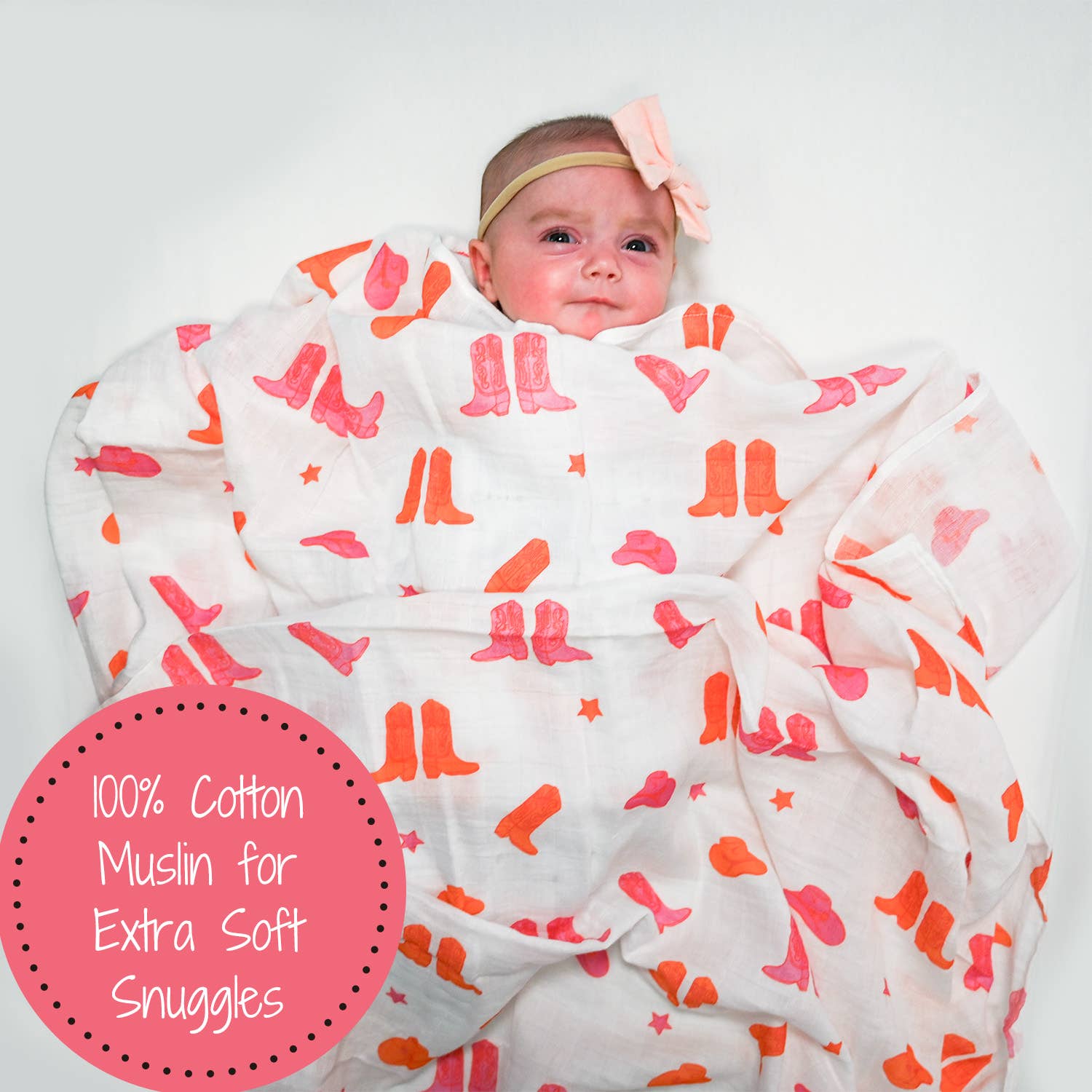 Pink Boots Baby Swaddle Blanket