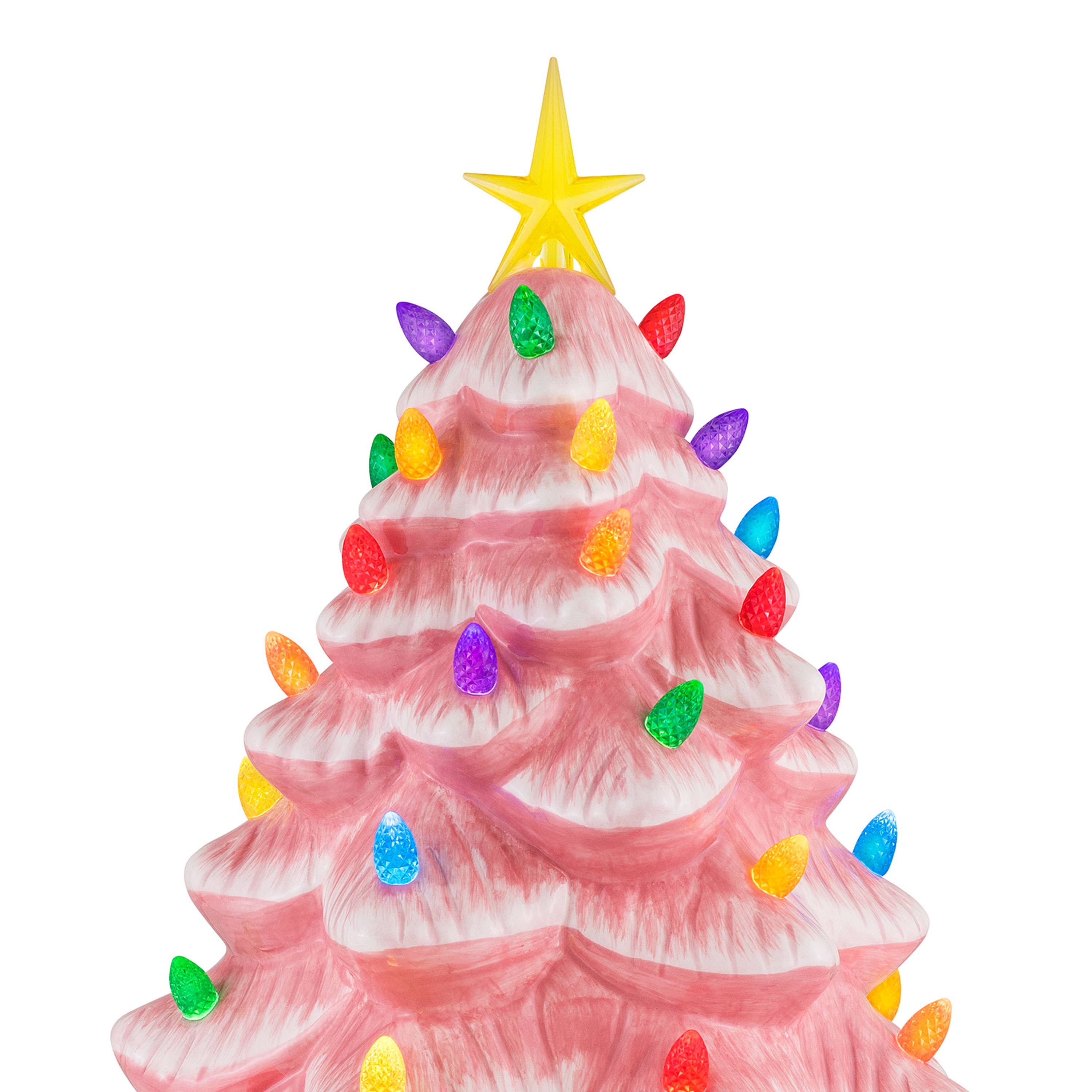 14" Pink Vintage Light Up Ceramic Tree