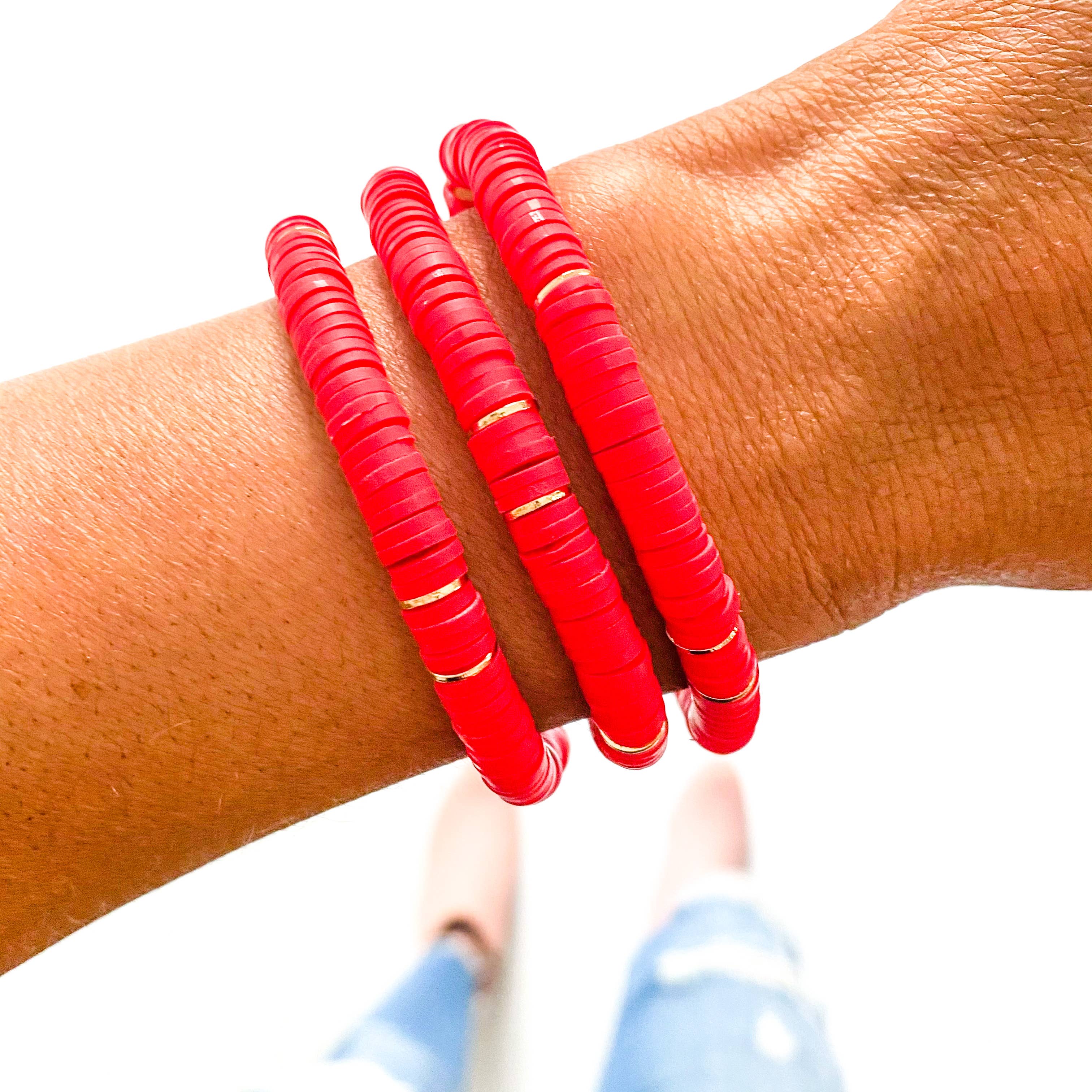 Red Heishi Bracelet