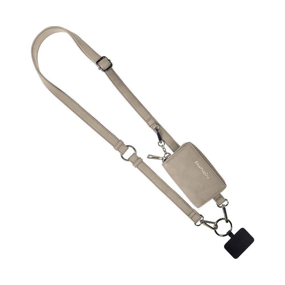 Clip & Go - Brushed Vegan Leather Phone Lanyard w/RFID Pouch