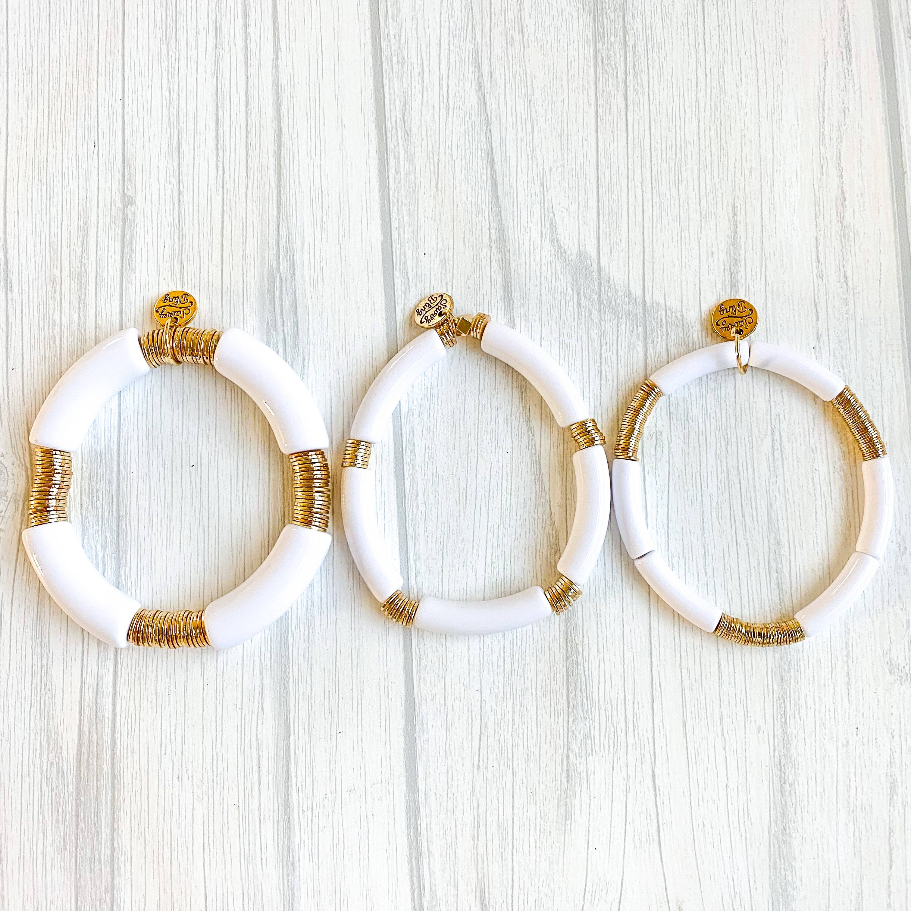 White Acrylic Tube Bracelet