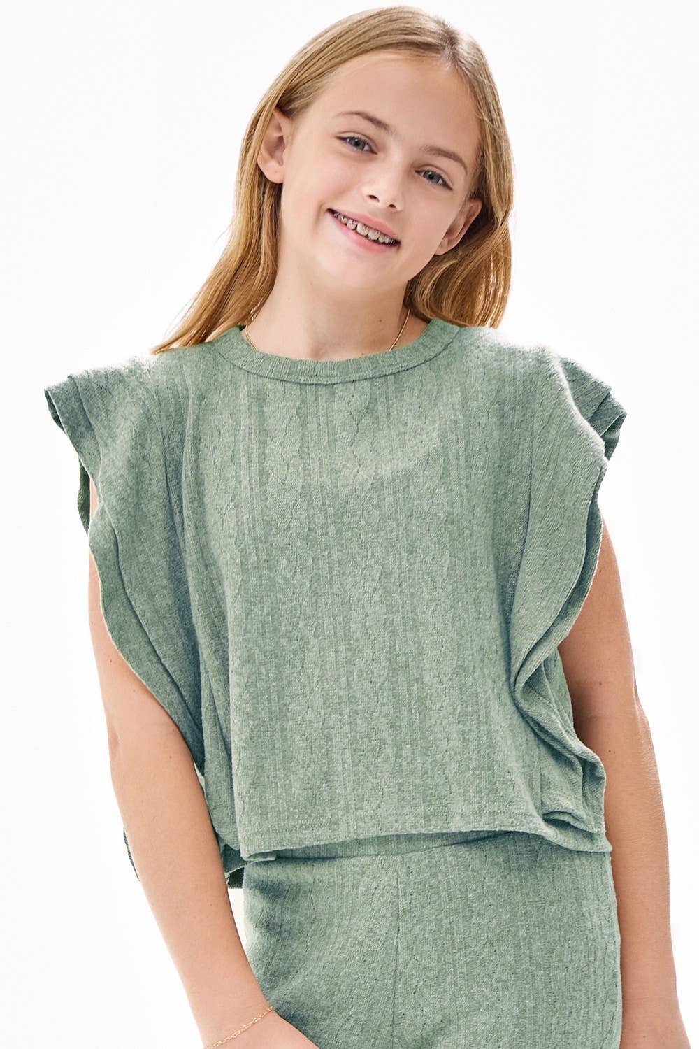 Olive Tiered Ruffle Sweater Vest