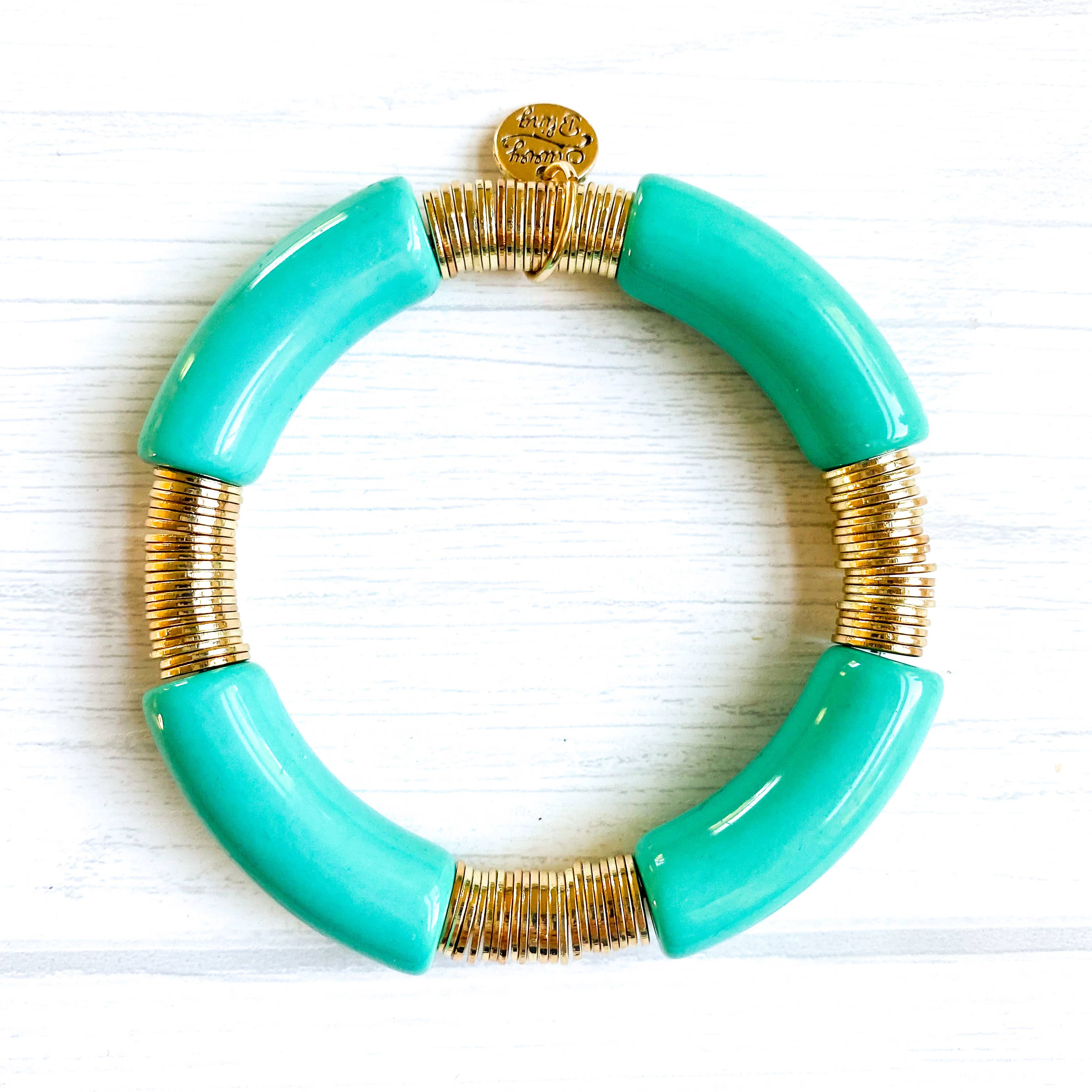 Large Dark Mint Acrylic Tube Bracelet