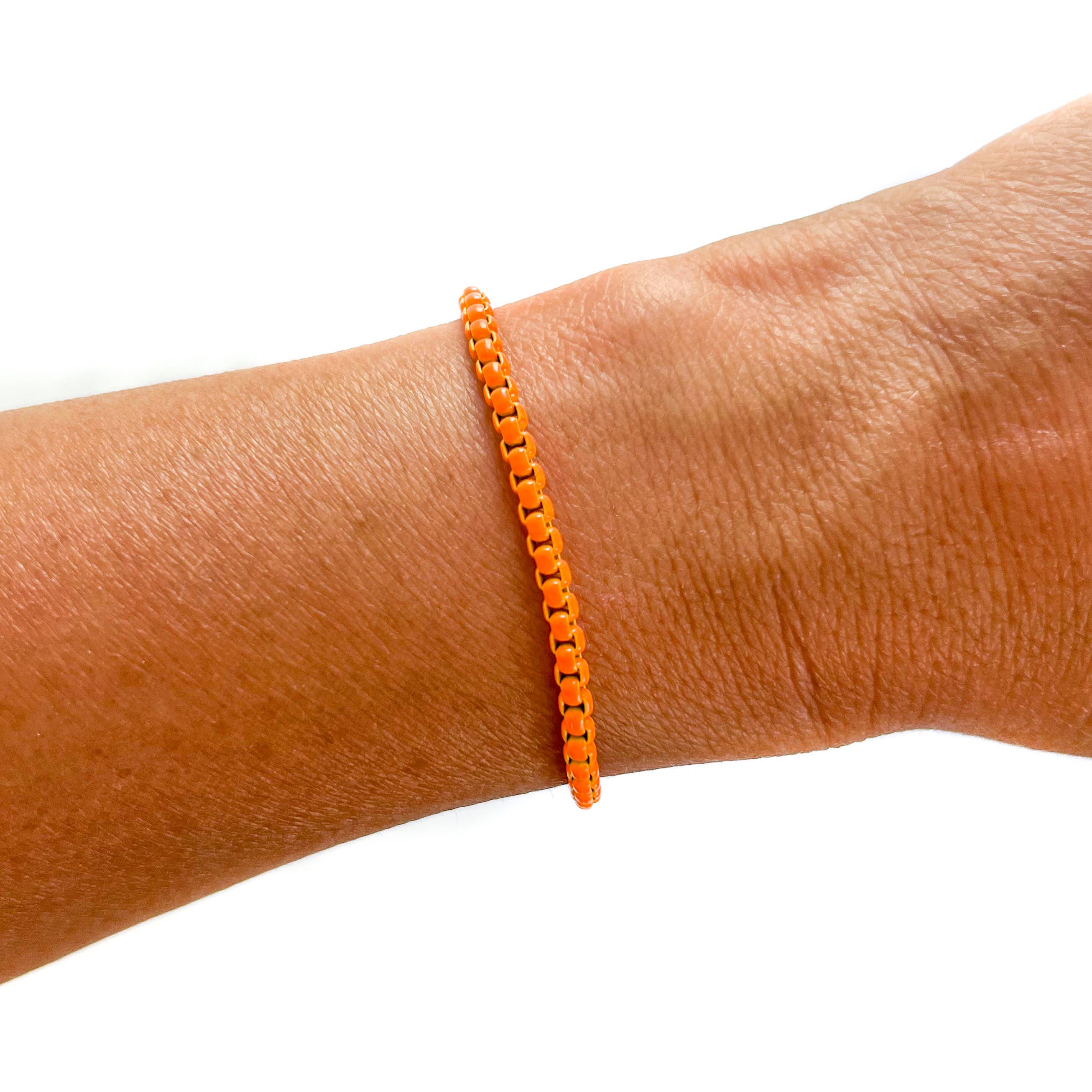 Neon Orange Enamel Snake Chain Bracelet