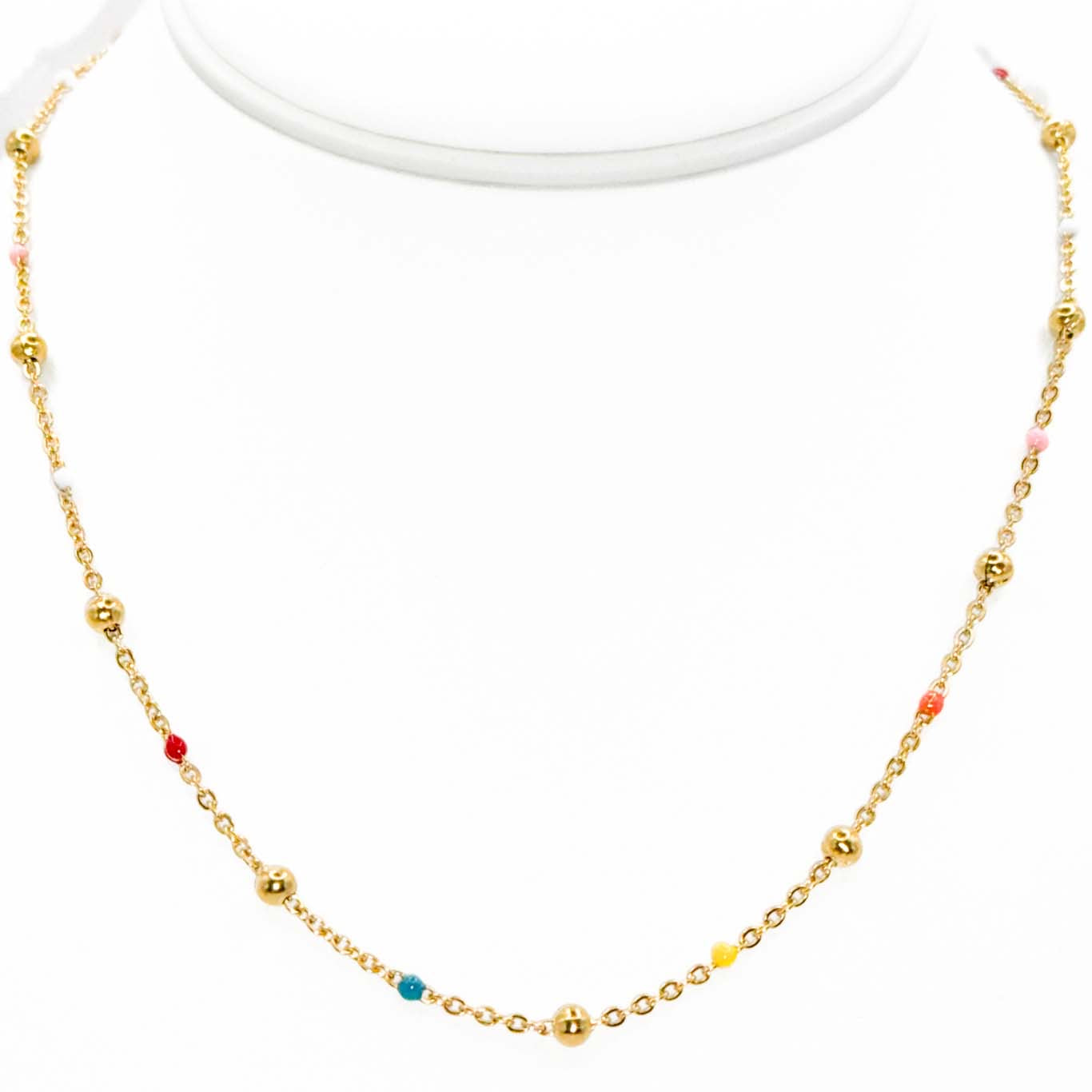 20" Multicolored Enamel And Gold Chain