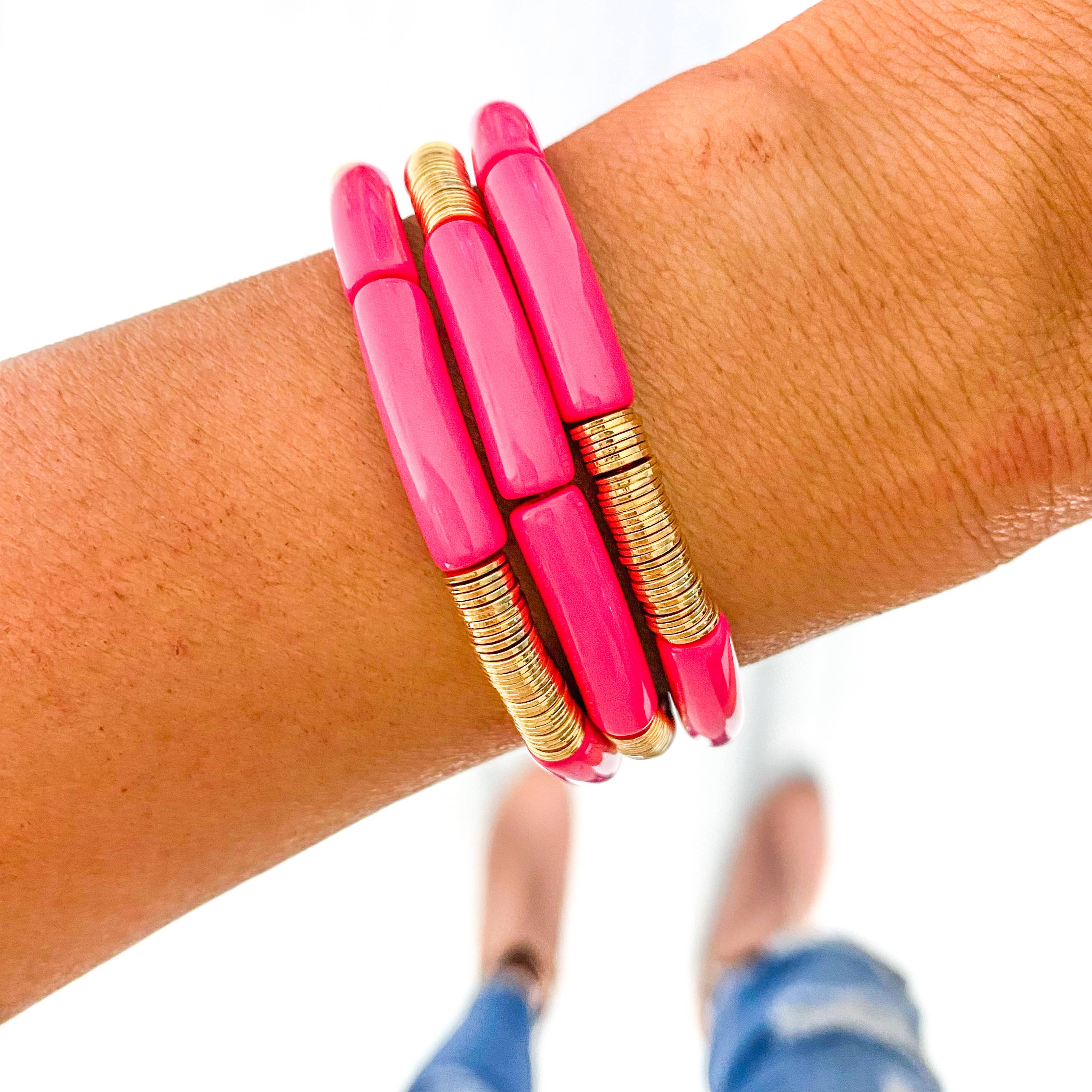 Small Hot Pink Tube Bracelet