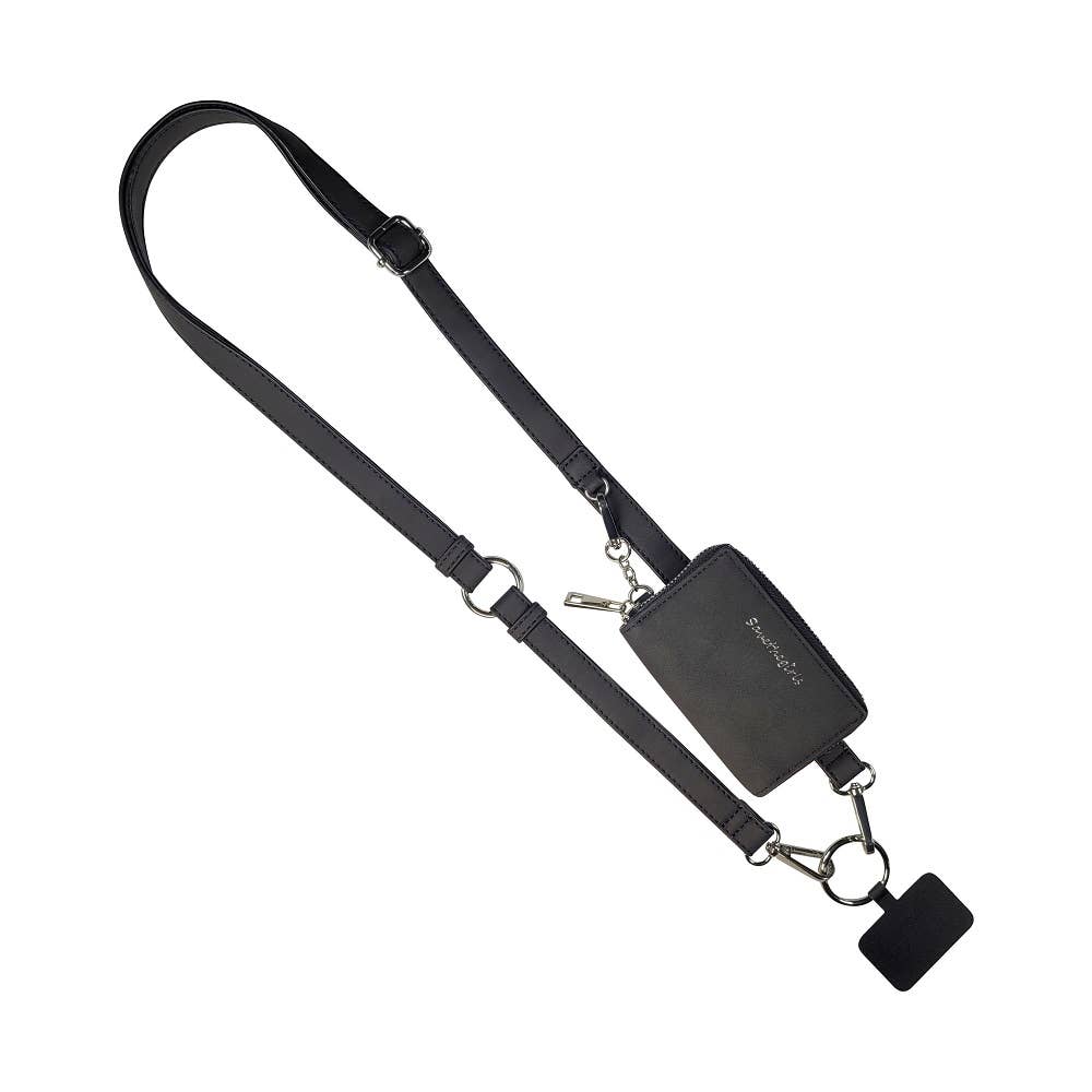 Clip & Go - Brushed Vegan Leather Phone Lanyard w/RFID Pouch