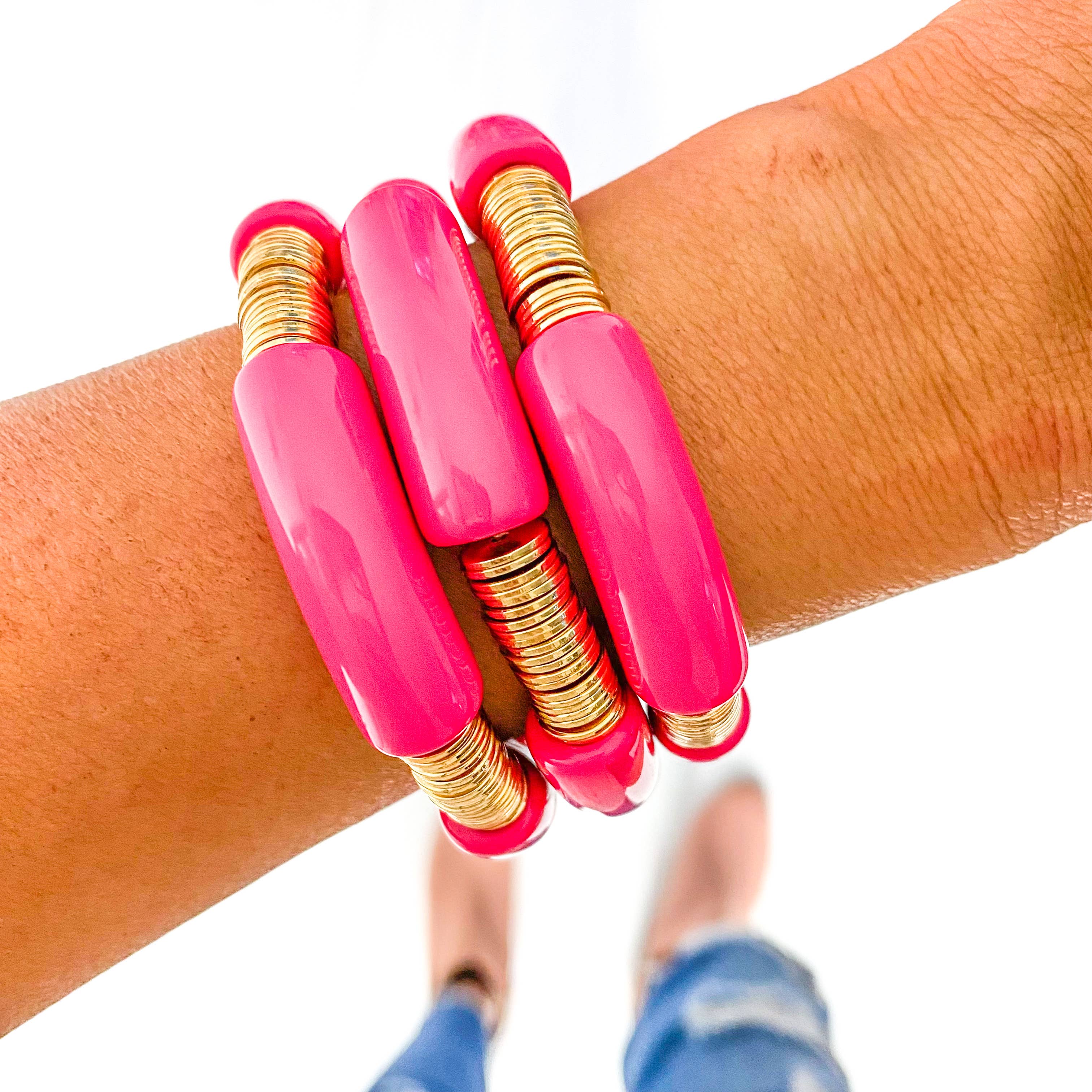 Small Hot Pink Tube Bracelet