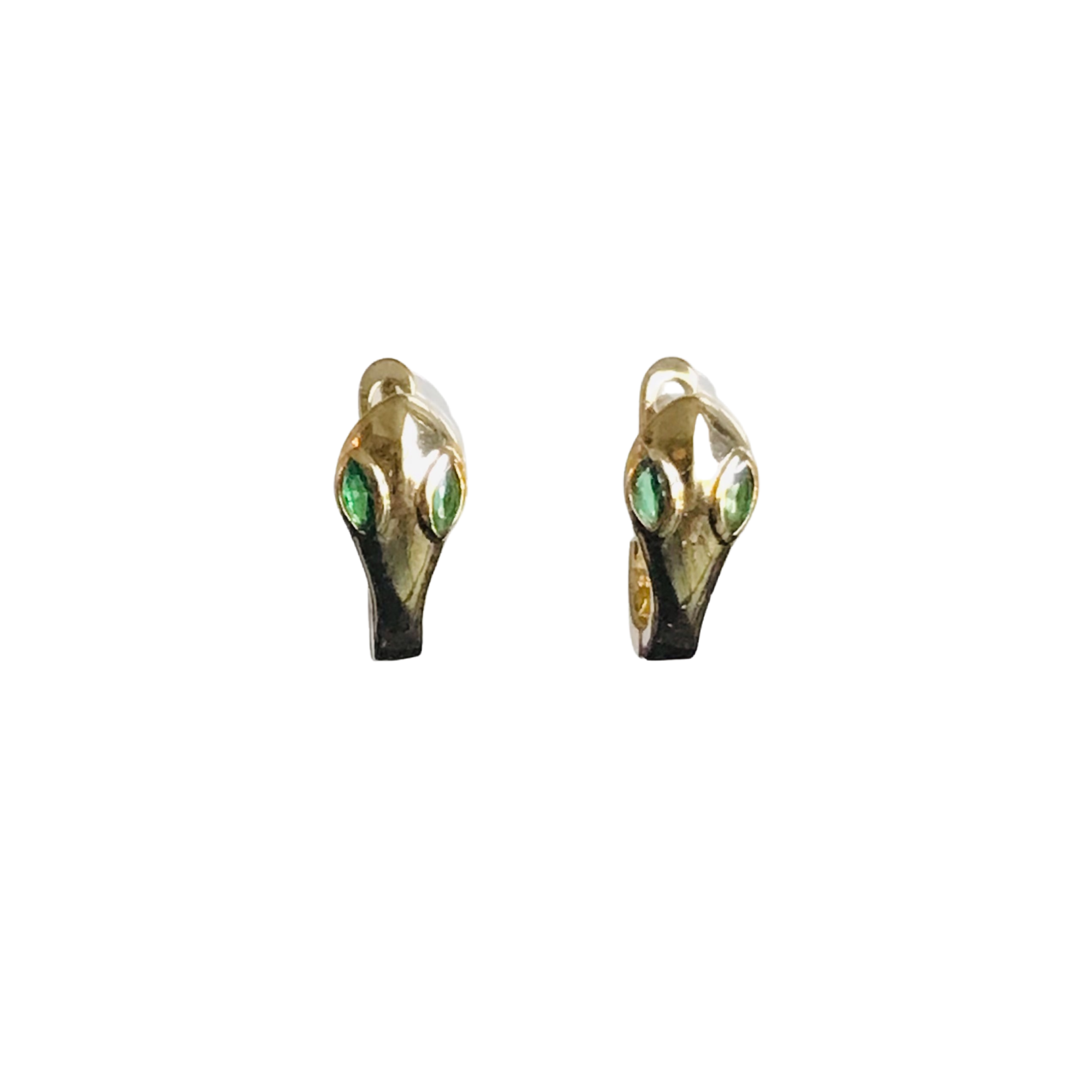 Green and Gold Snake Huggie Earrings