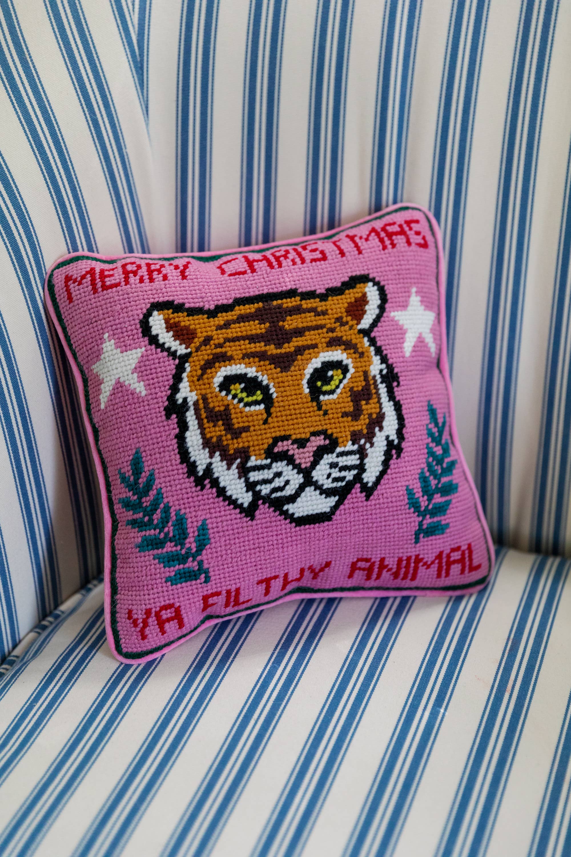 Filthy Animal Needlepoint Pillow