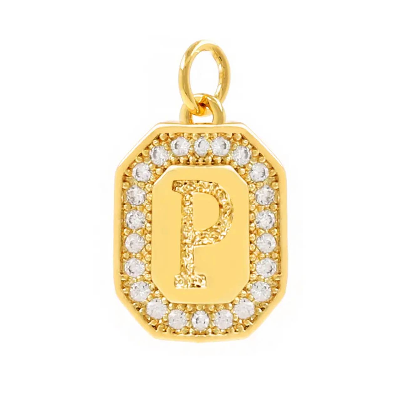 Pave Medallion Initial Charms