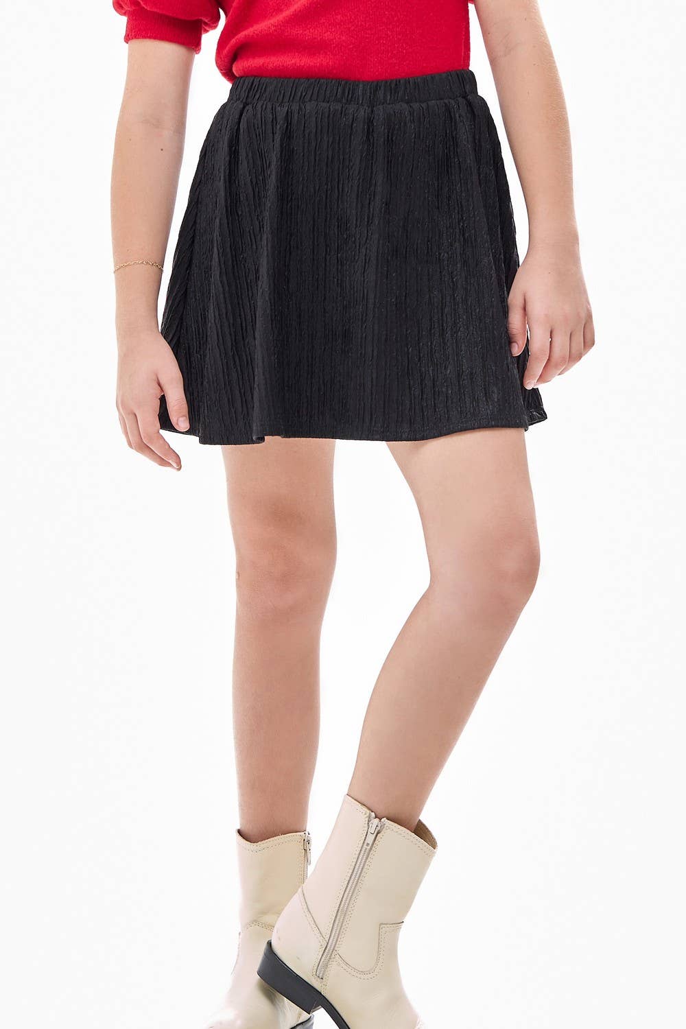 Glitter Jacquard Crinkled Skirt with Inner Shorts