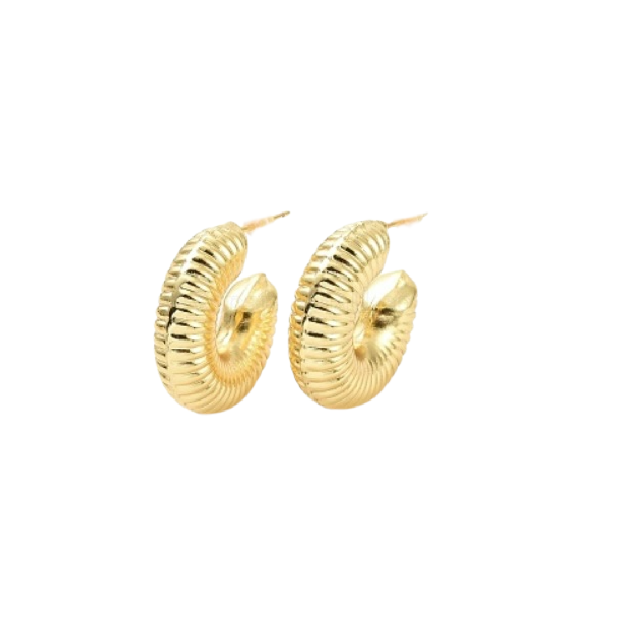 Ribbed Chunky Gold Hoop Earrings