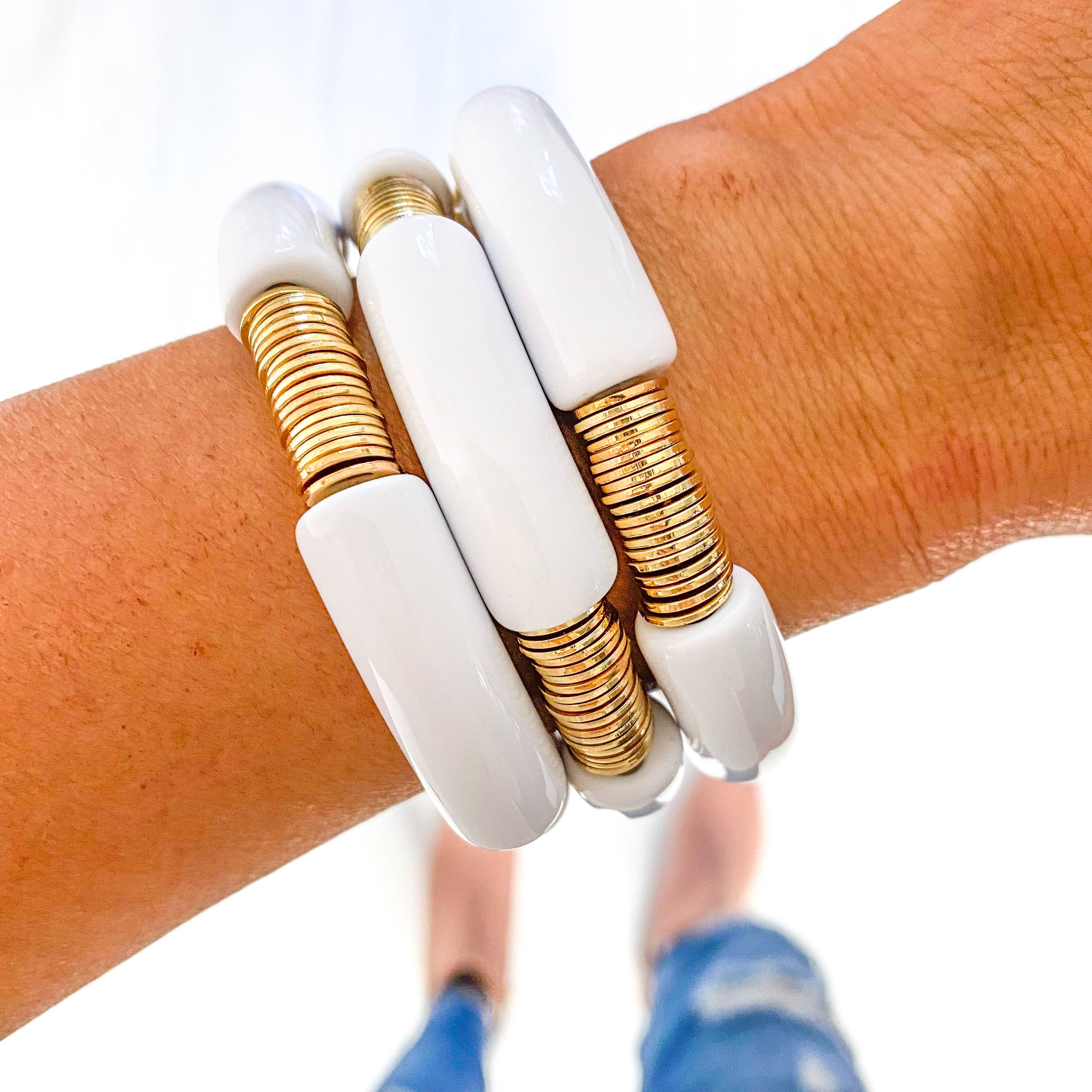 White Acrylic Tube Bracelet