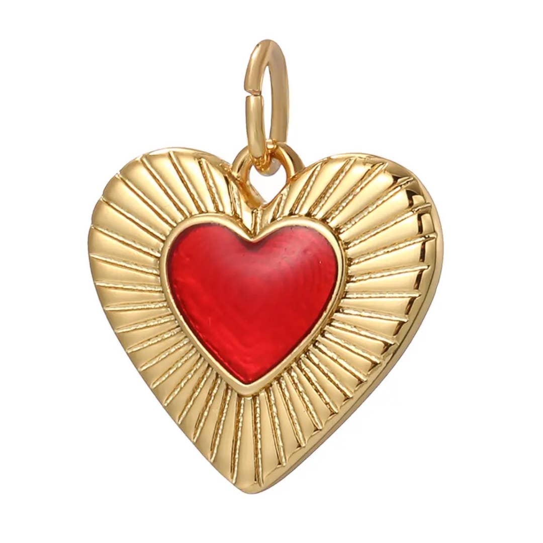 Red Heart Scalloped Charm