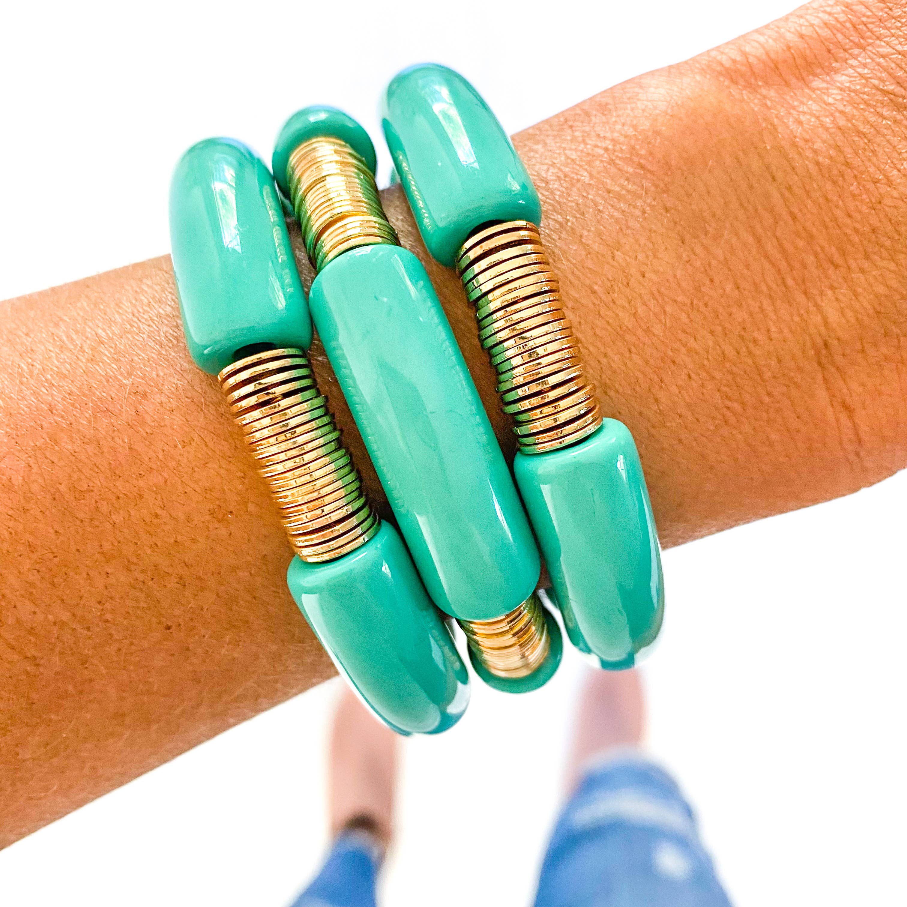 Large Dark Mint Acrylic Tube Bracelet