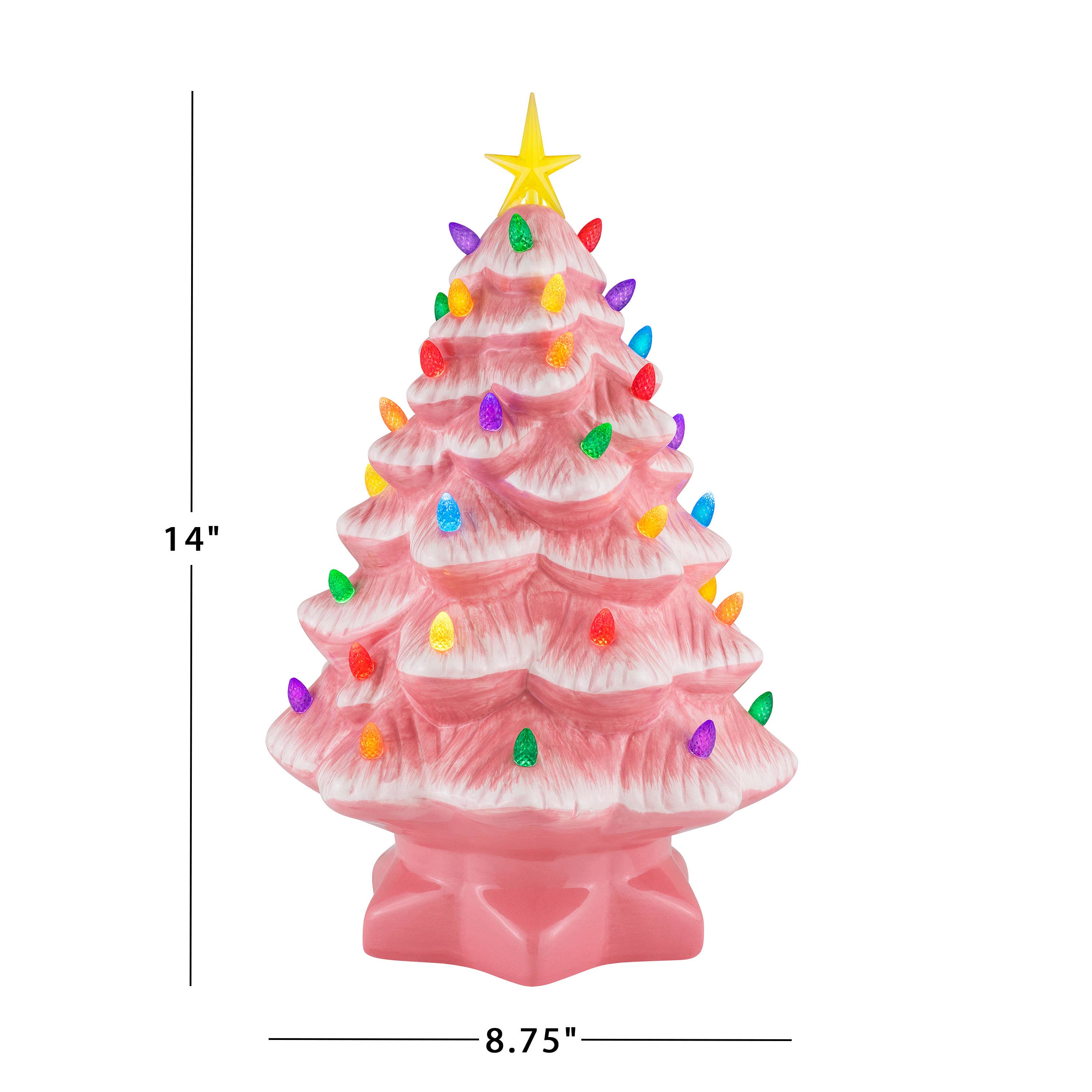 14" Pink Vintage Light Up Ceramic Tree