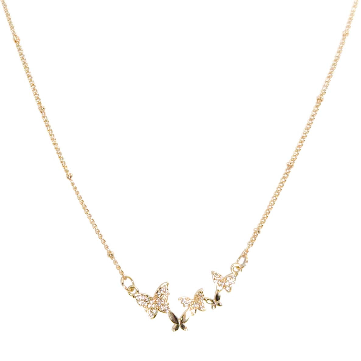 Pave´ Butterflies on Satellite Chain Necklace