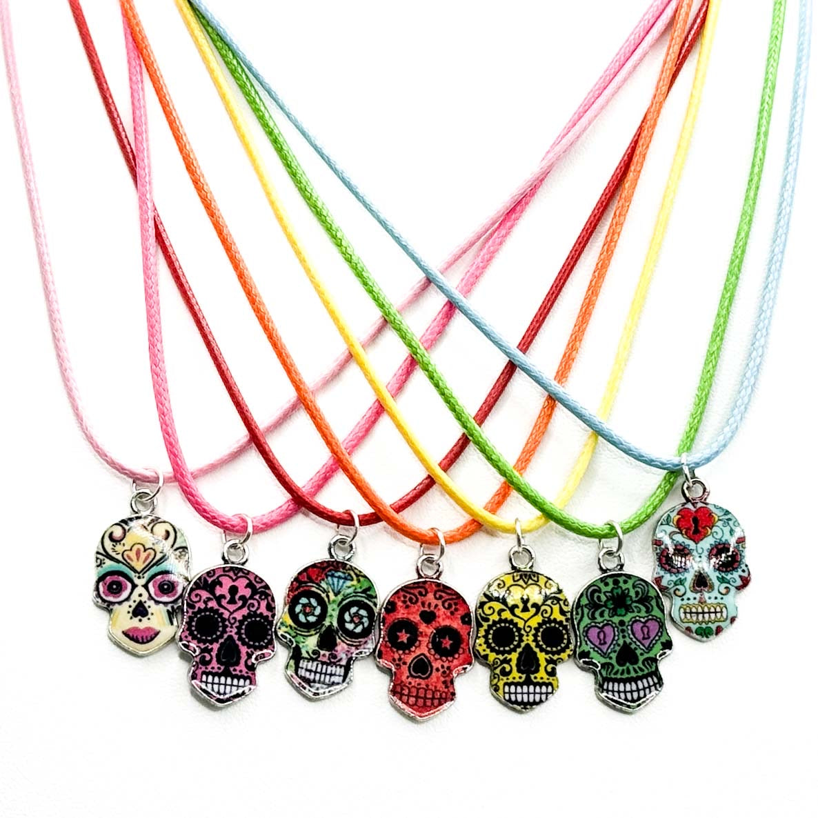 Sugar Skull Enamel Charm Necklace