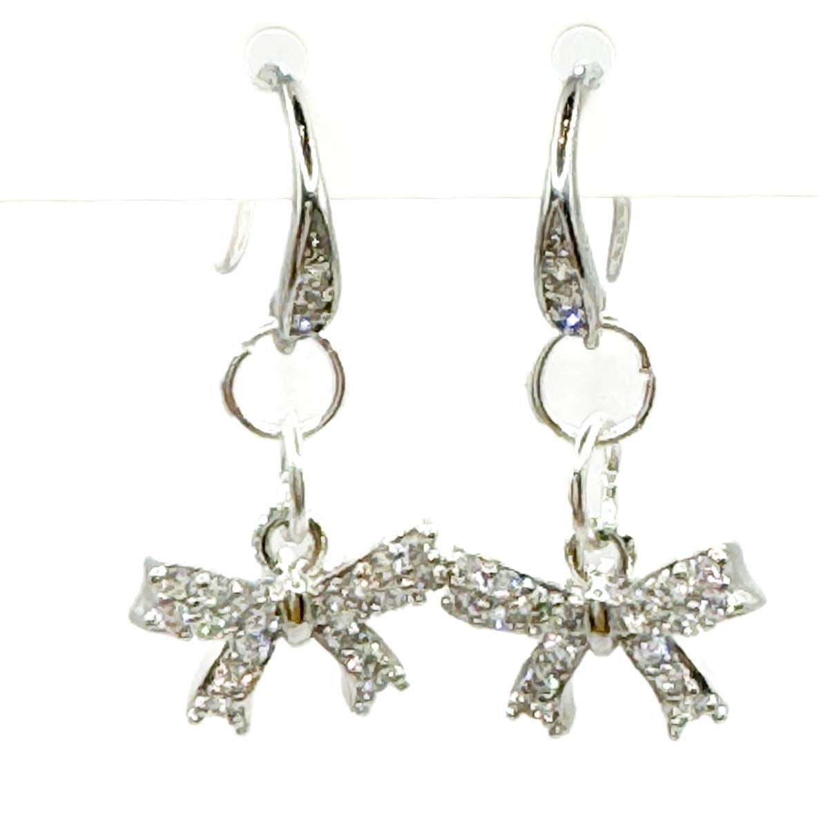 SWeeT Platinum/CZ Bow Earrings