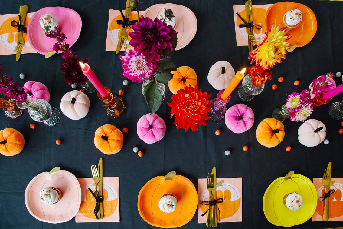 Colorful Fall Velvet Pumpkins