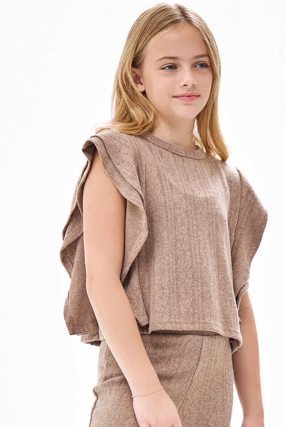 Mocha Tiered Ruffle Sweater Vest