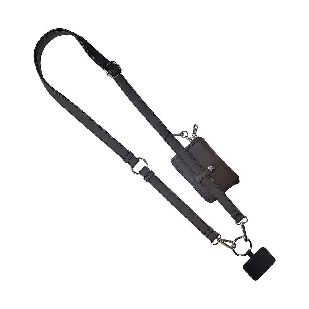 Clip & Go - Brushed Vegan Leather Phone Lanyard w/RFID Pouch