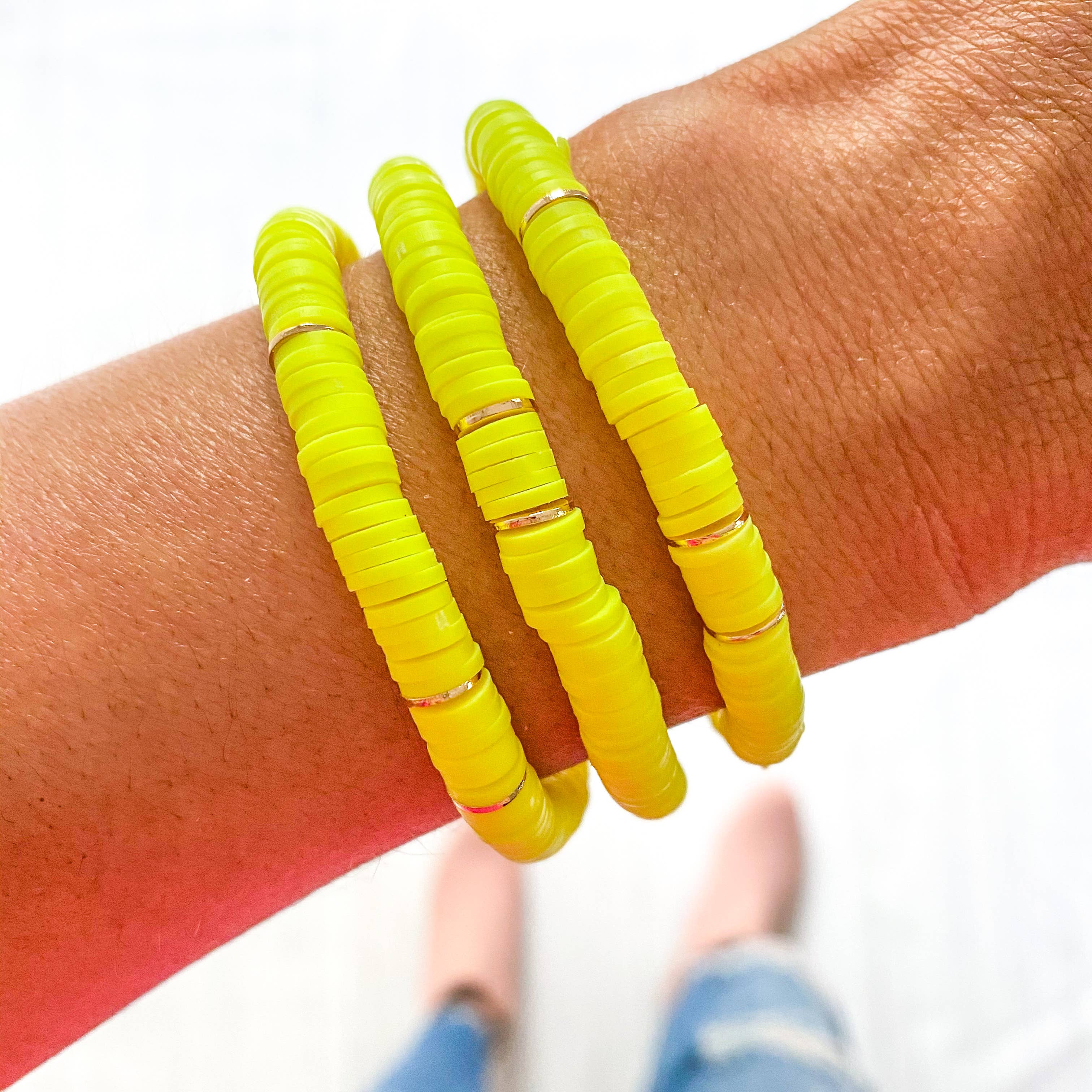 Neon Yellow Heishi Bracelet