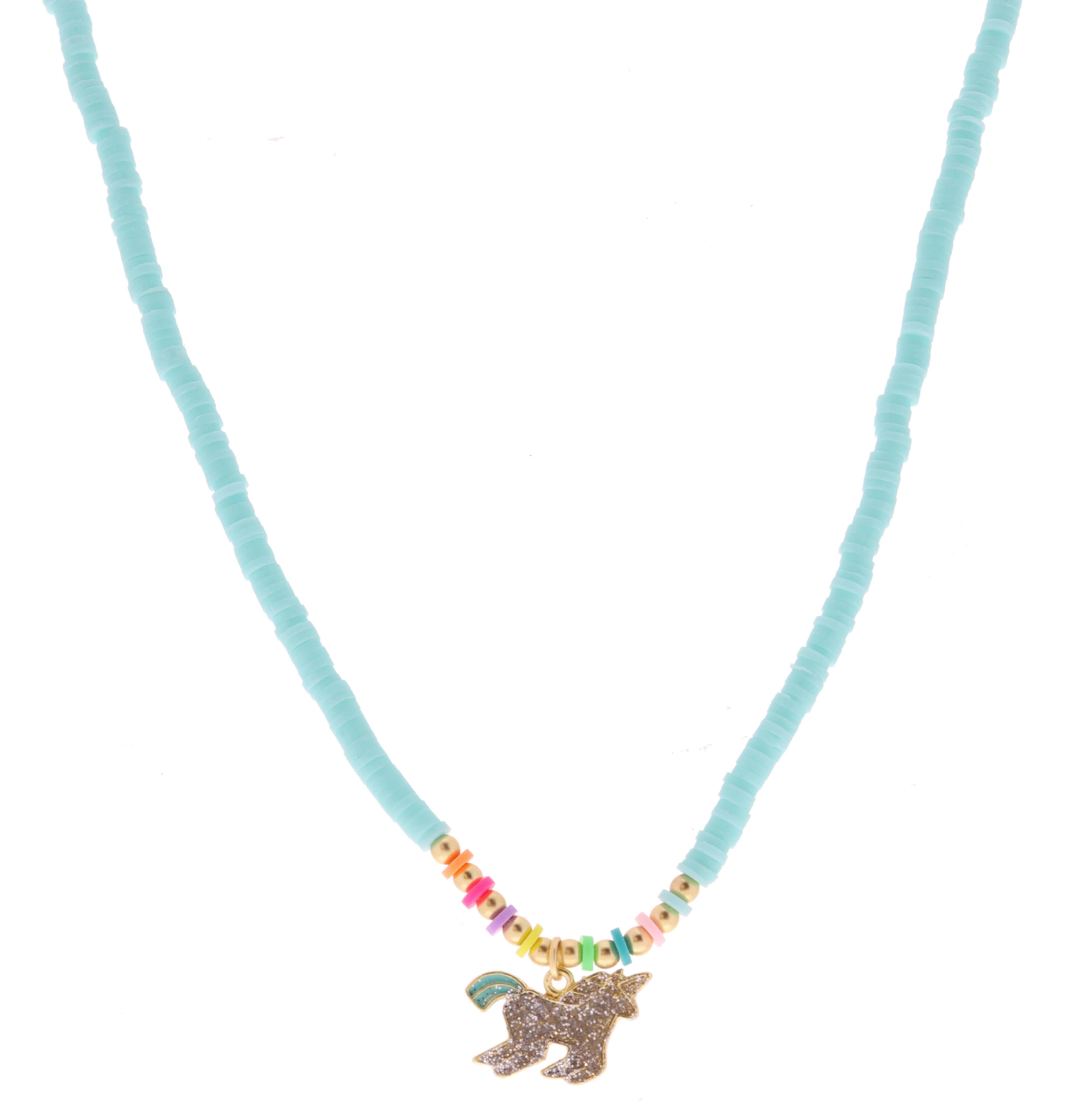 Kids Mint Sequin and Beaded with Mint Unicorn Necklace