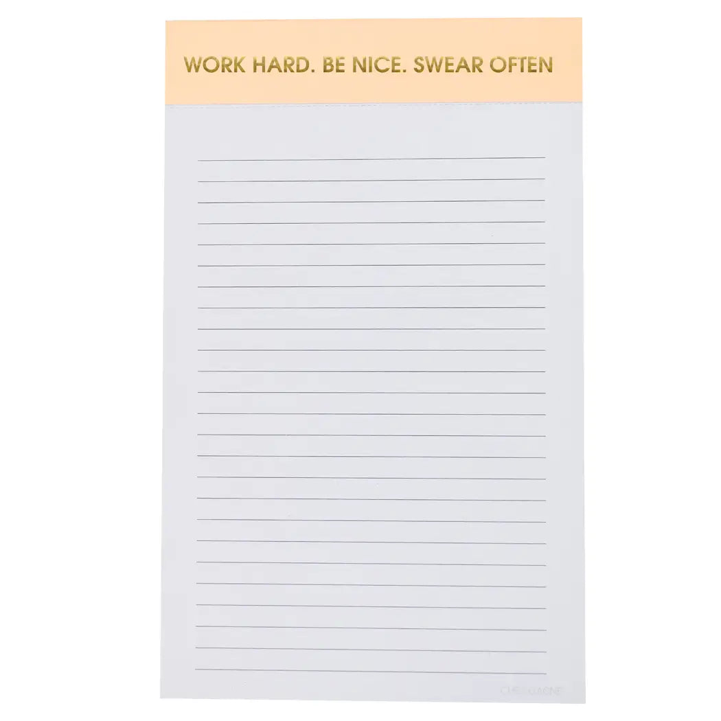 Work Hard Be Nice Swear Often - Lined Notepad