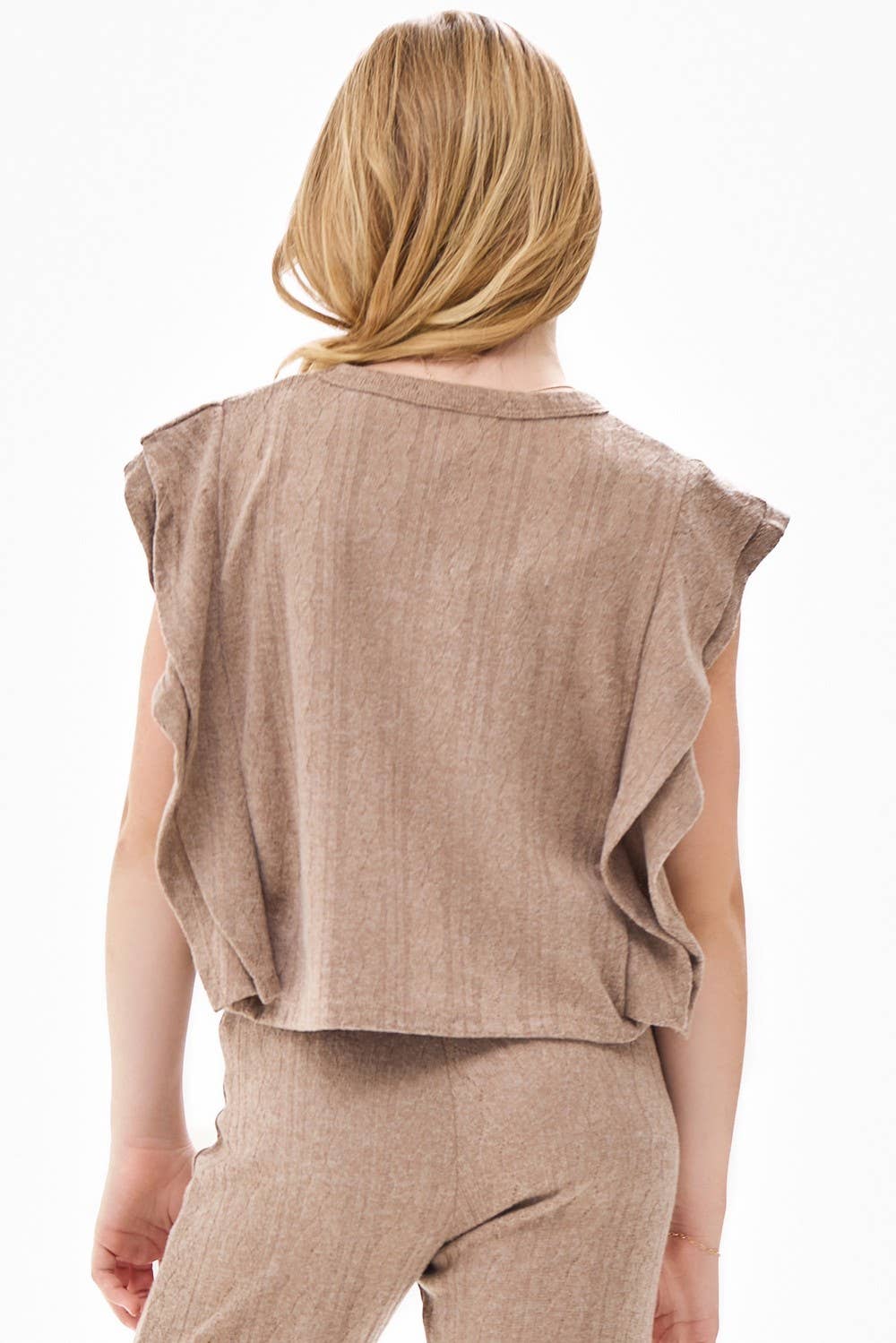 Mocha Tiered Ruffle Sweater Vest