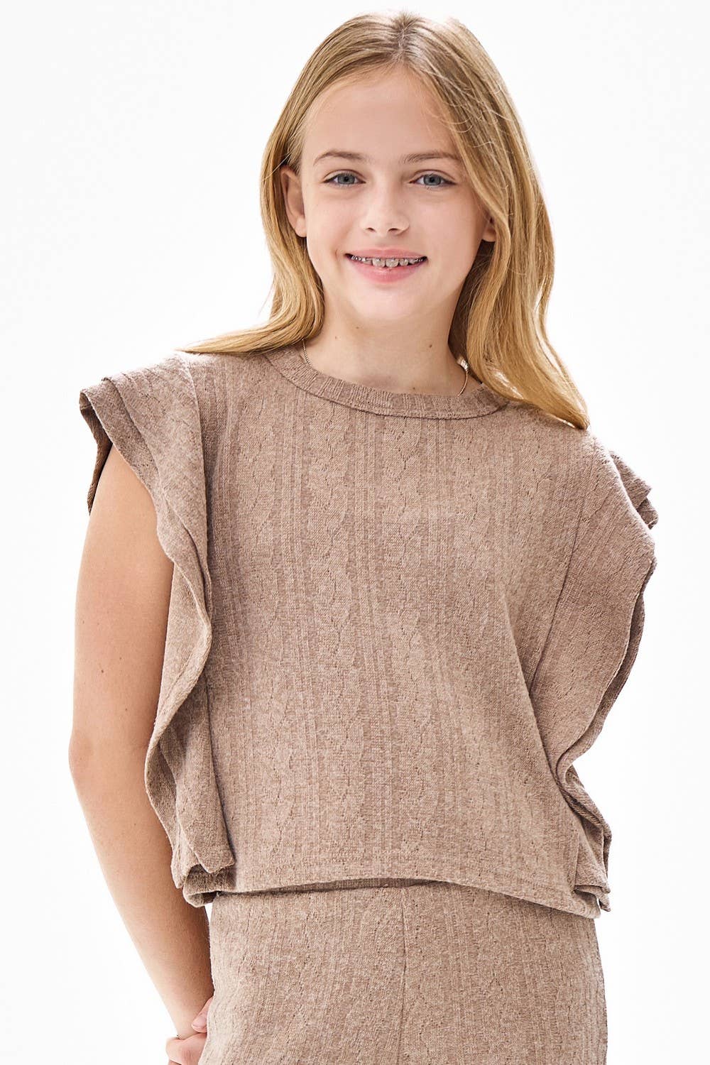 Mocha Tiered Ruffle Sweater Vest