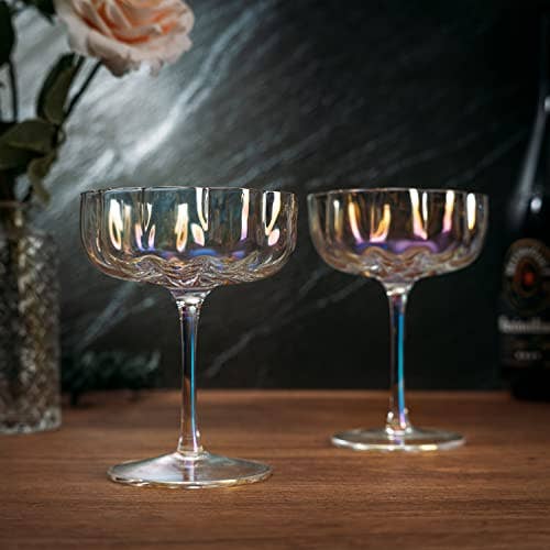 Iridescent Flower Glass Coupe