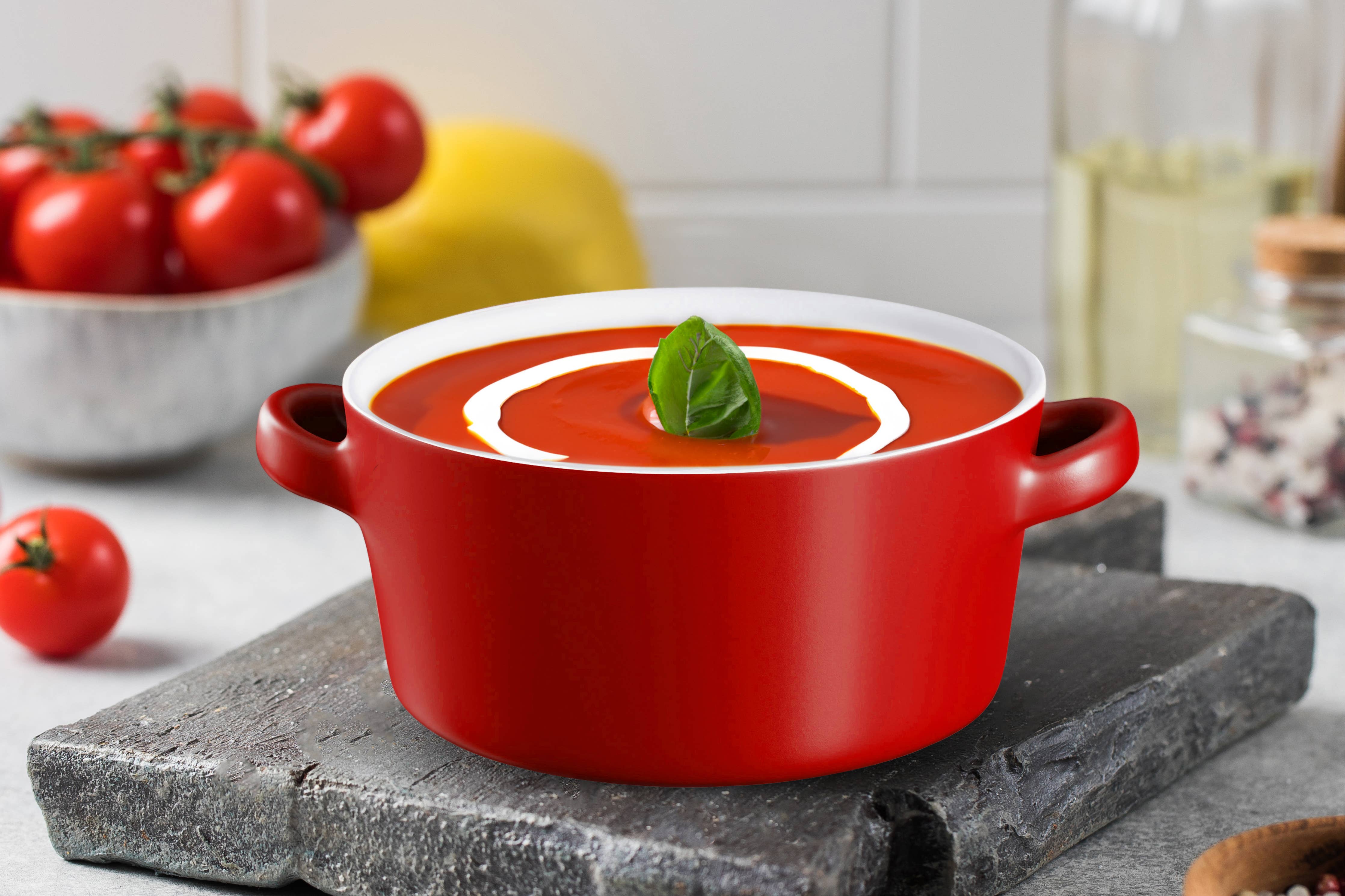 Red Ceramic Stackable Soup Bowl