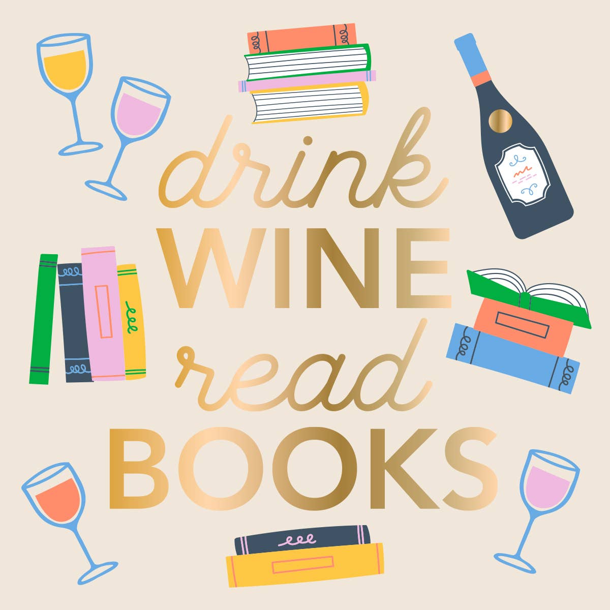 Drink Wine Read Books Cocktail Napkins