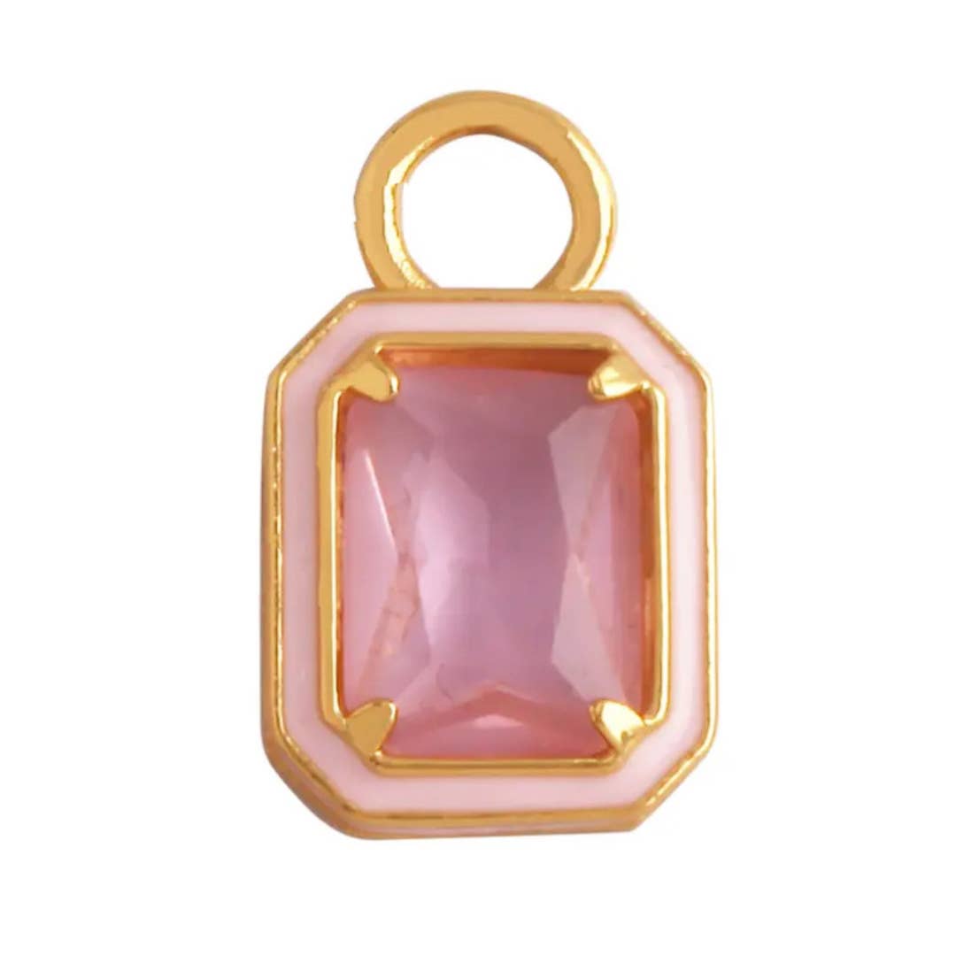 Pink Rectangle Zircon Charm