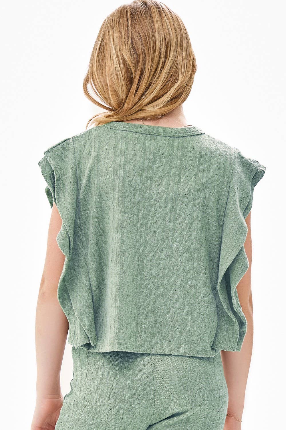 Olive Tiered Ruffle Sweater Vest