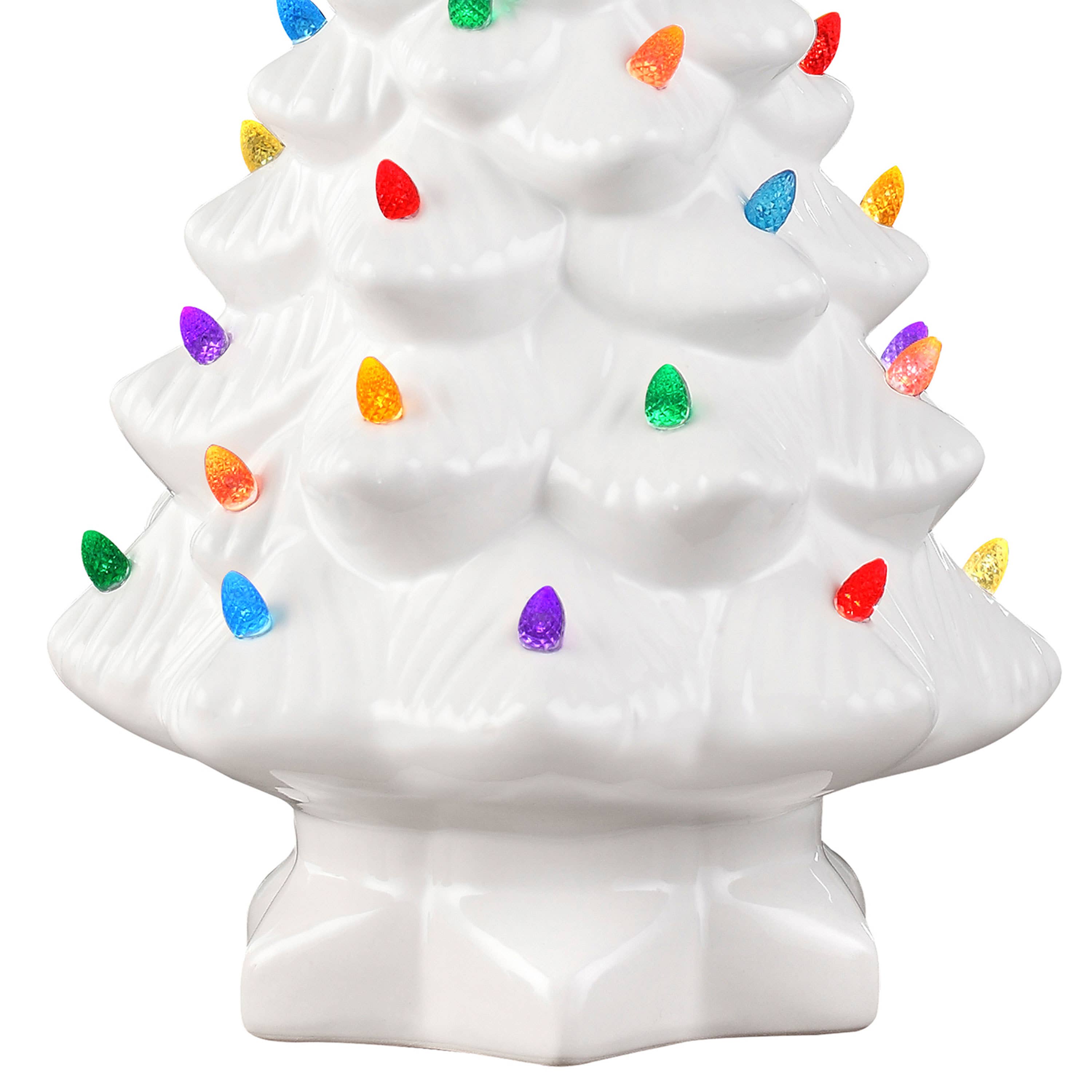 14" White Vintage Light Up Ceramic Tree