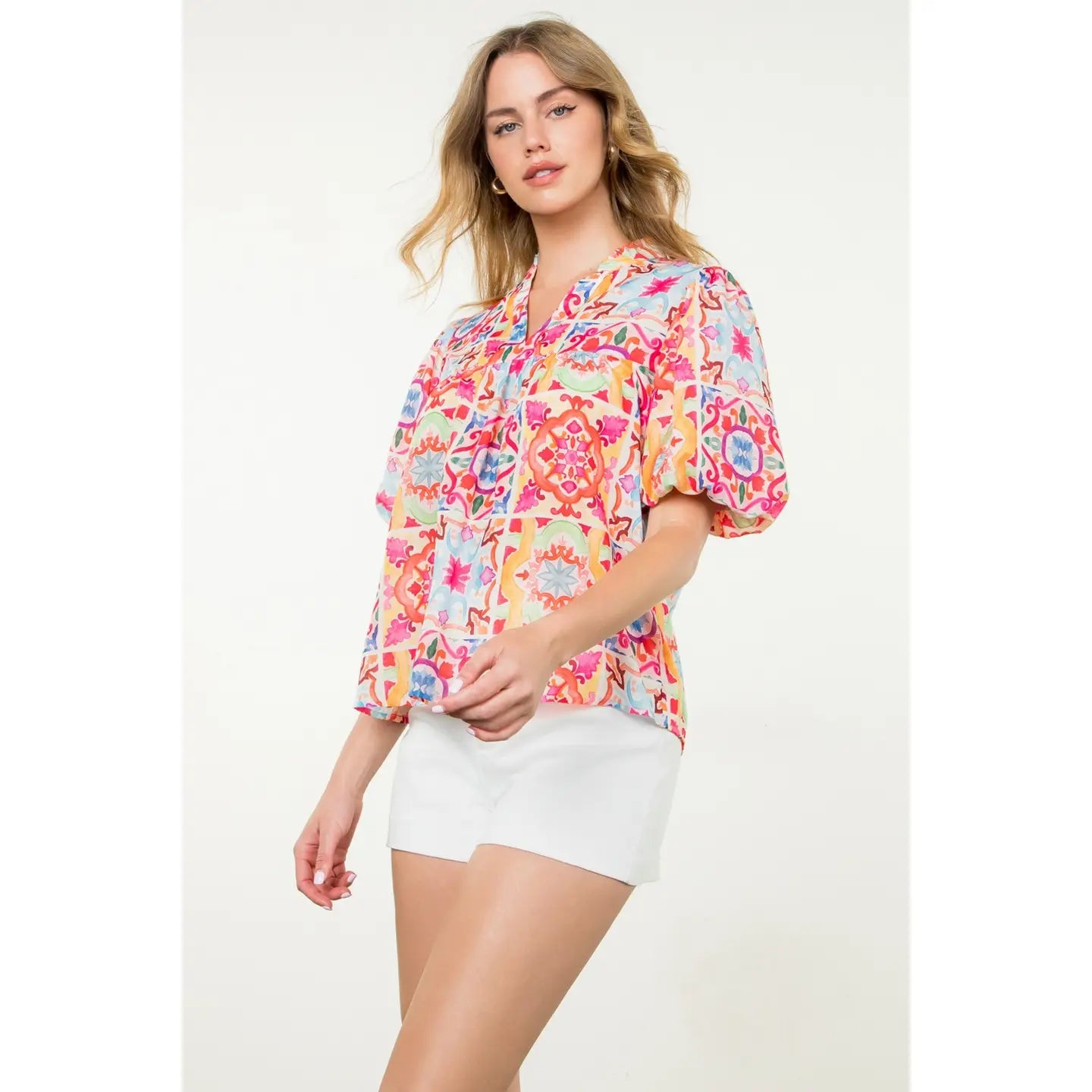 Dollie Puff Sleeve Print Top